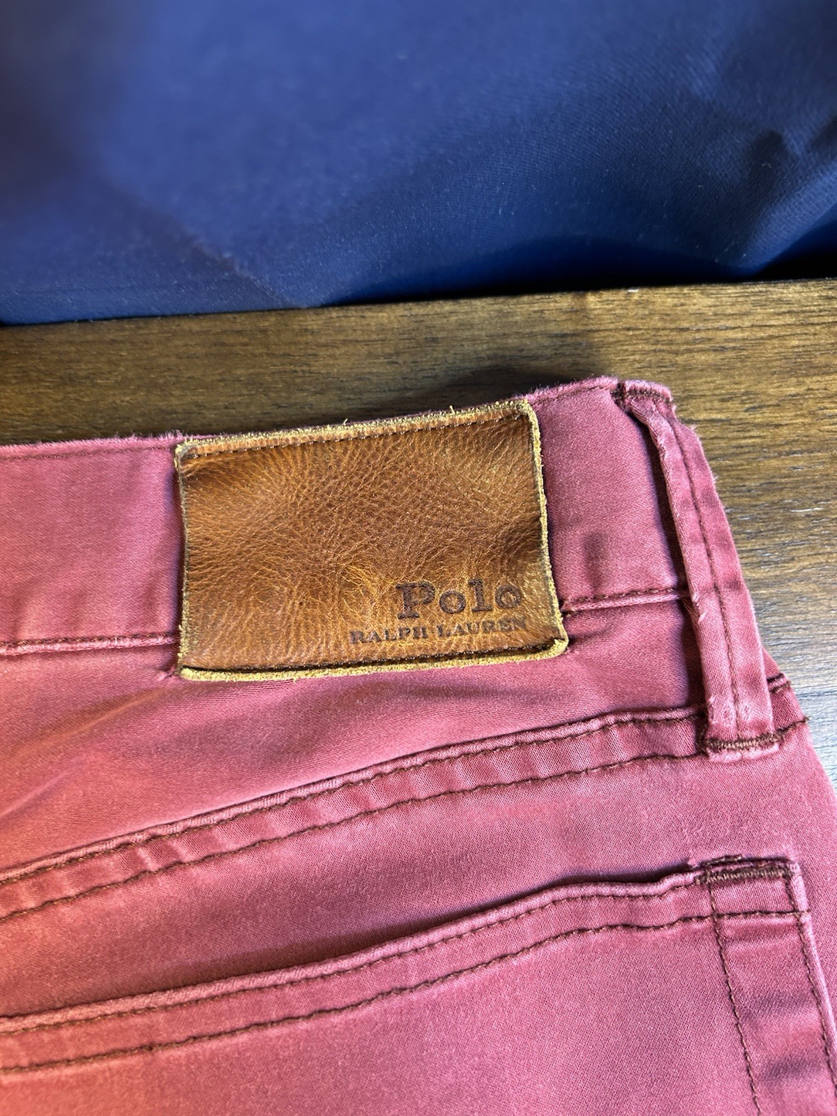 Men’s Maroon Denim Stretch Straight Fit Button Zip Fly Jeans Pant Size W32 L32