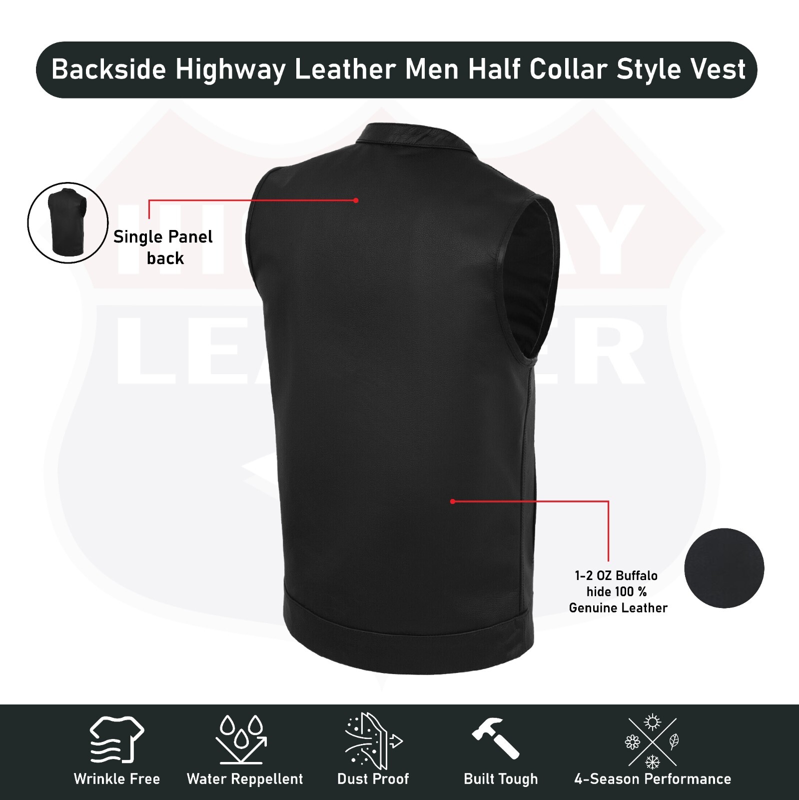 SOA Men’s Leather Vest Anarchy Motorcycle Biker Club Concealed Carry Outlaws