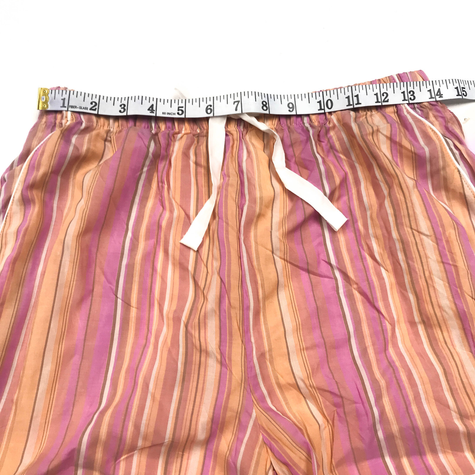 Stars Above Womens Size S Sleep Shorts Drawstring Pockets Striped Pink/Orange