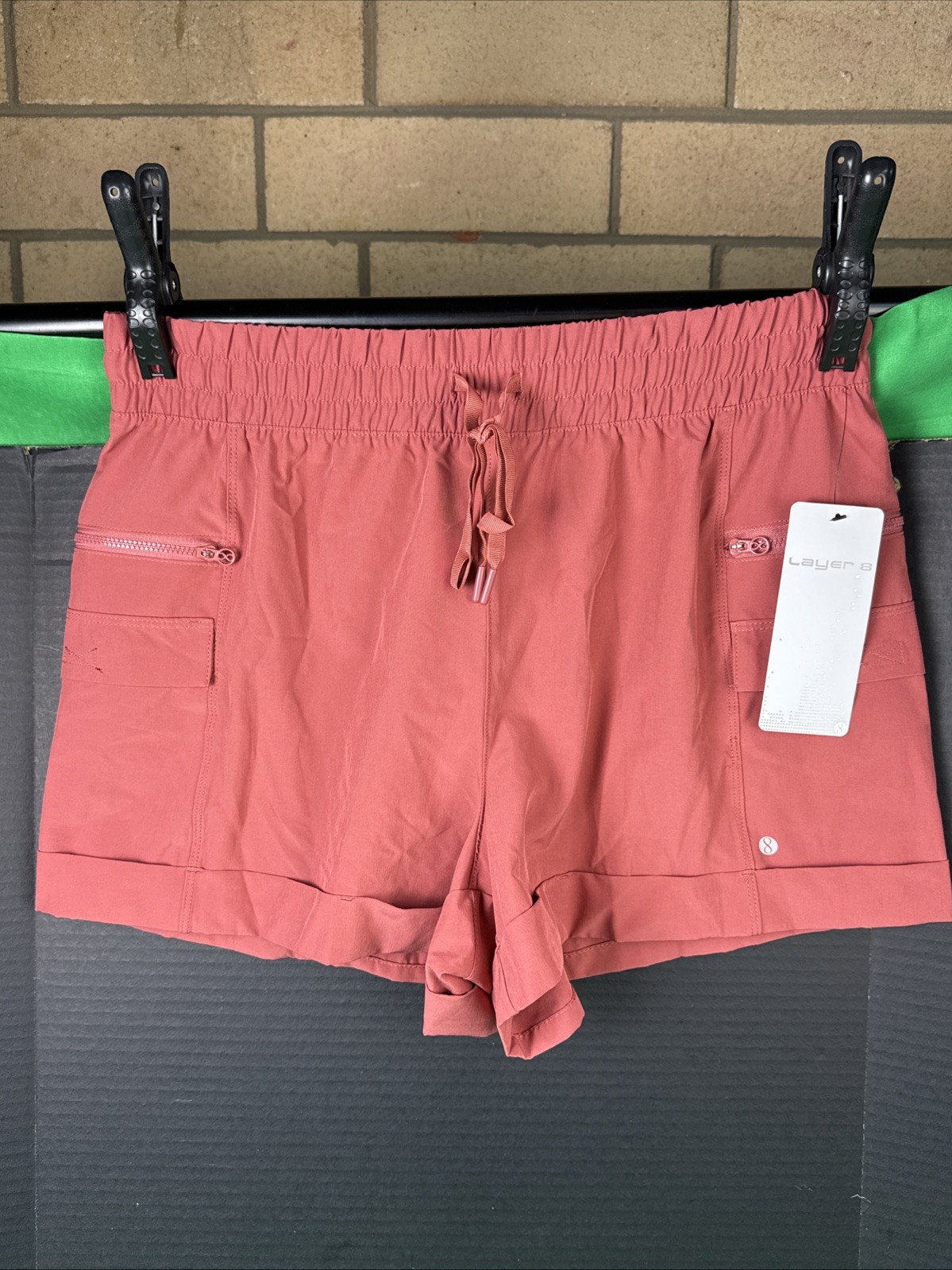 Layer 8 Woven Utility Pocket Shorts Size L Marsala