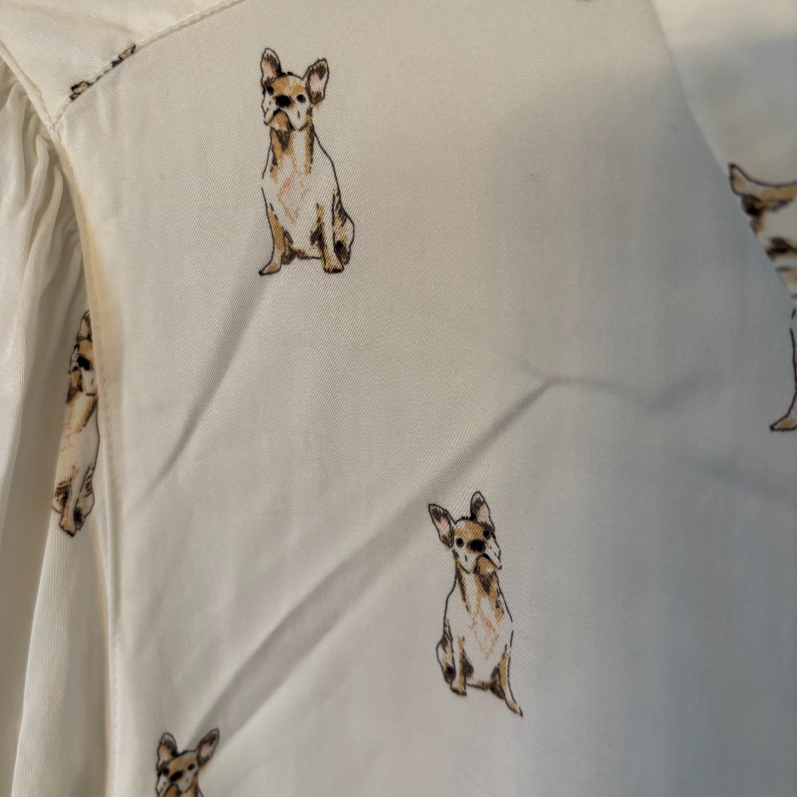 Chico’s Top Women’s 2 US Large 12/14 Button Up Blouse All Over Dog Print Tunic