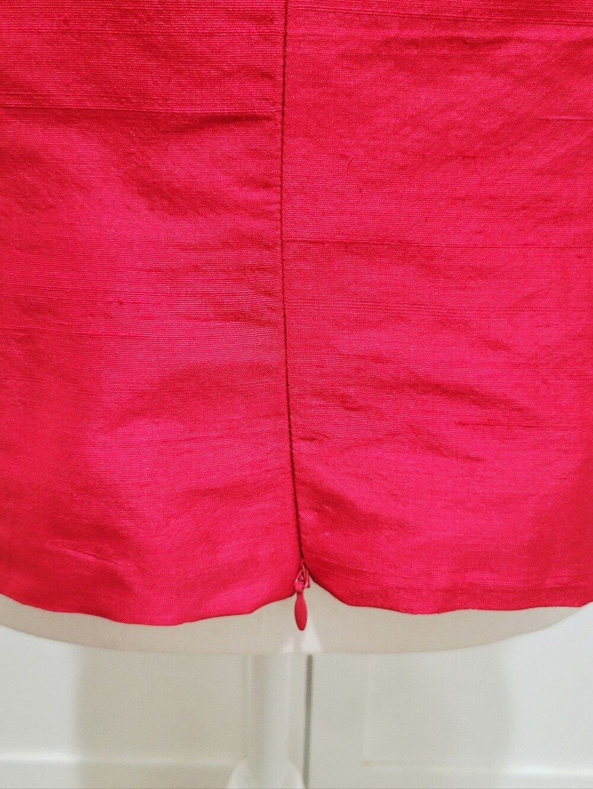 100% Thai Silk Red Square Neck Tank Sleeveless Blouse | Size Large/XL