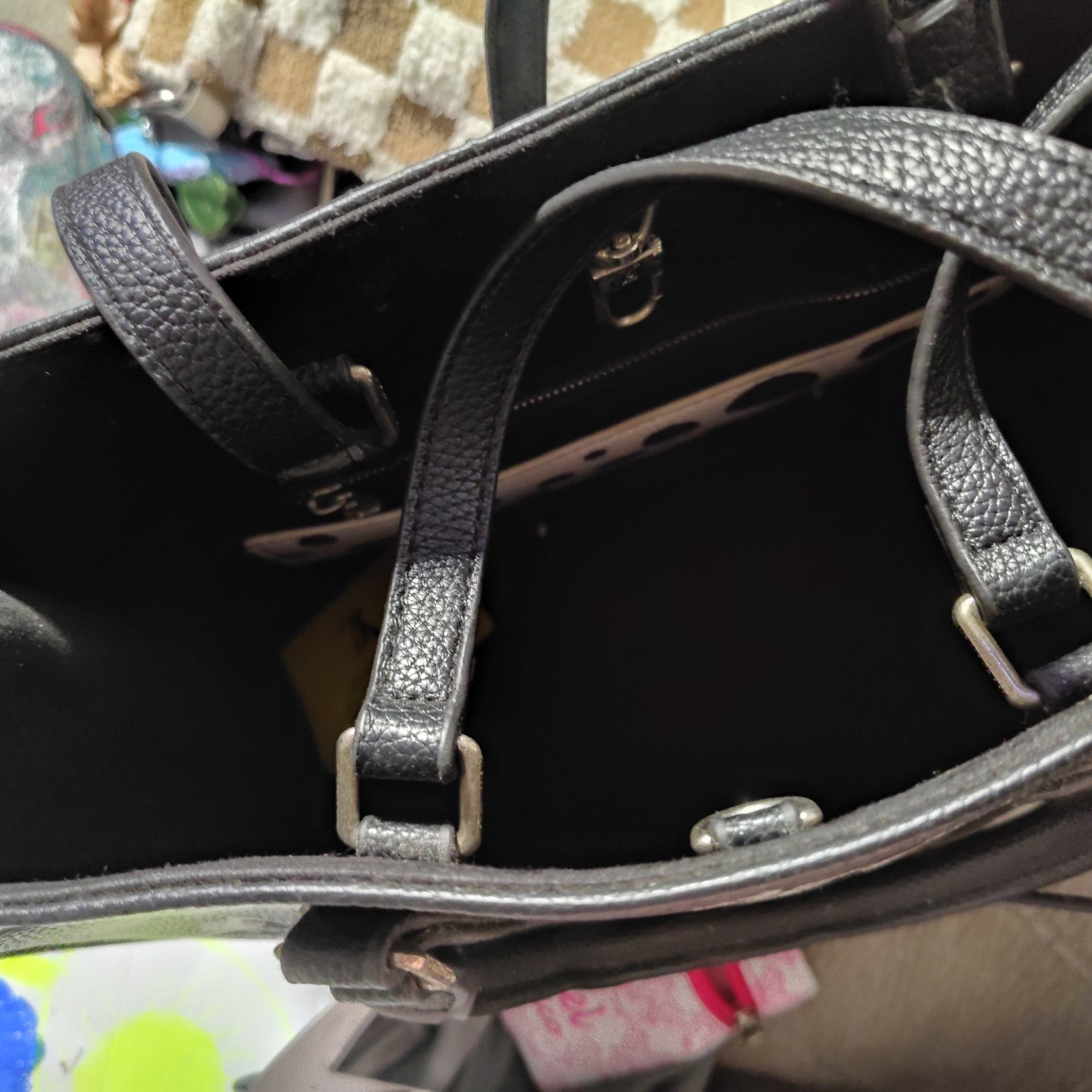 Louis Vuitton Black & White Polka Dot Large Tote Bag w/ Dust Bag, Logo