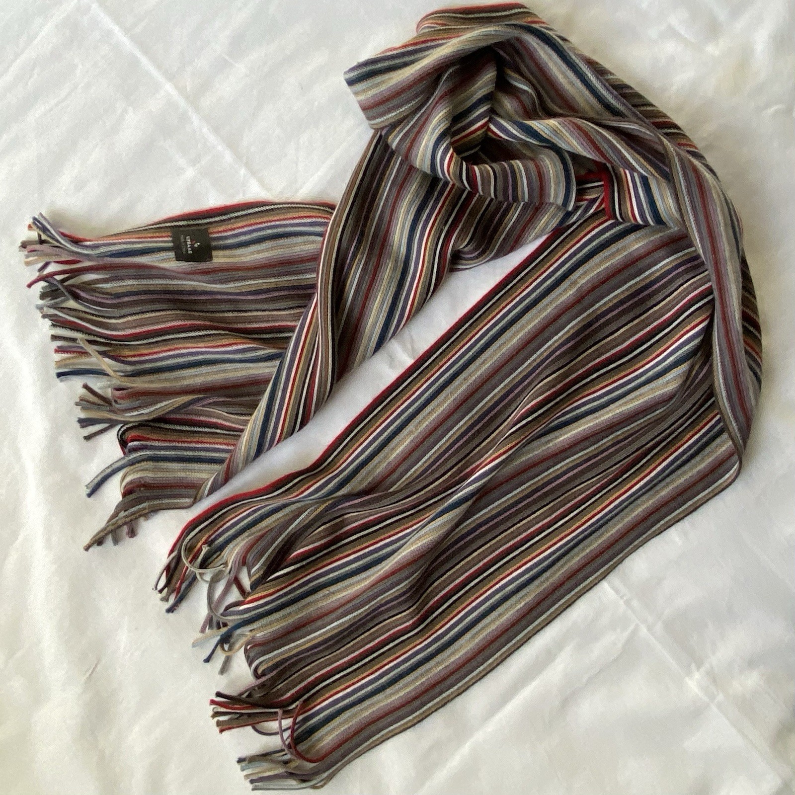 FRAAS Scarf Striped Red Gray Beige Teal Purple Black Fringe Soft Men’s Women’s