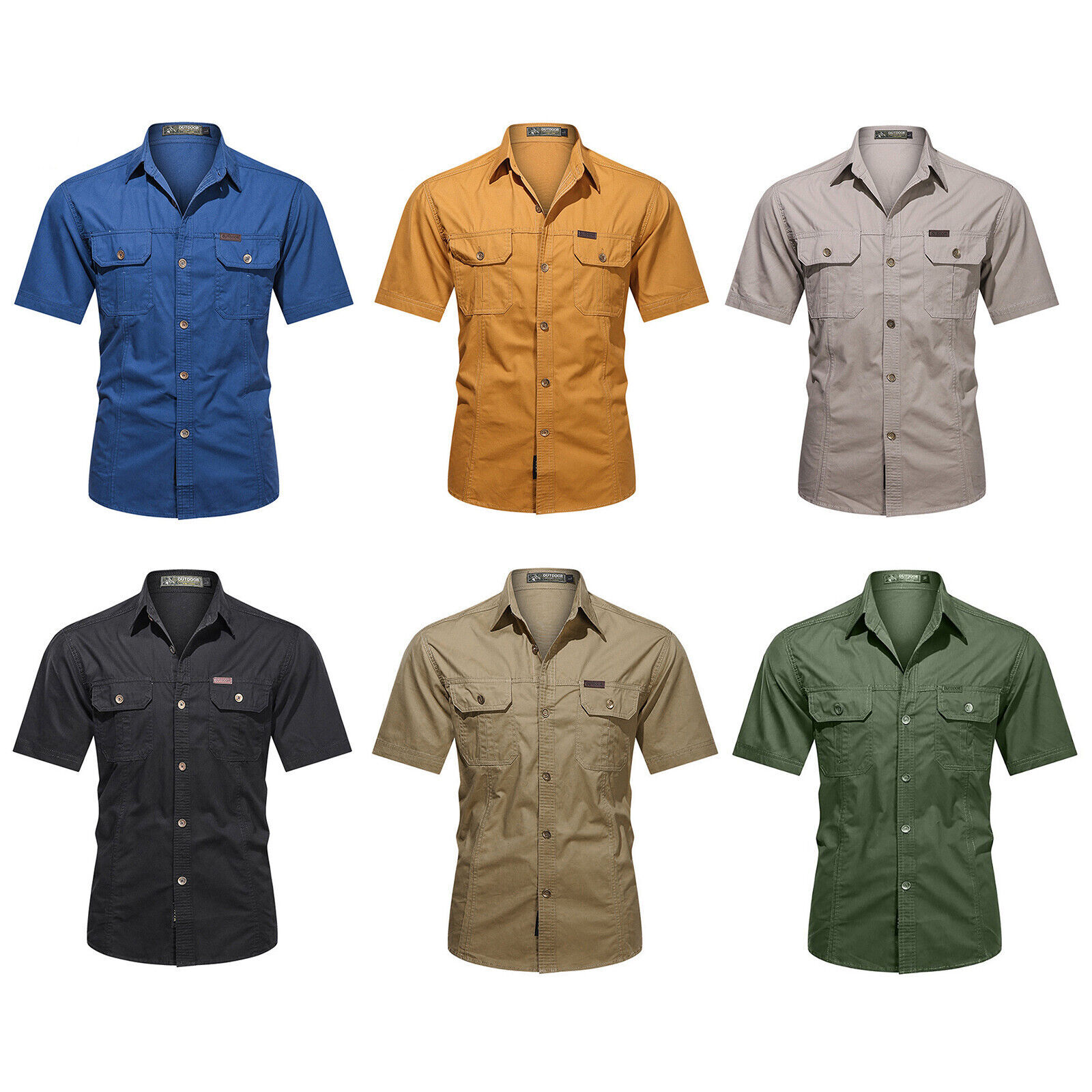 Mens Work Shirts Military Short Sleeves Air Force Army Cotton Casual Shirts Tops