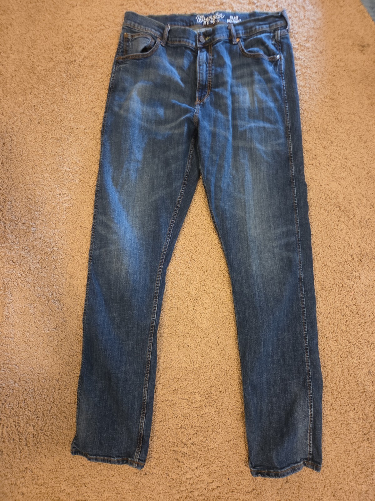 Wrangler Retro Slim Fit Straight Leg Jeans Blue Denim Men’s 38X36 10WLT88BZ
