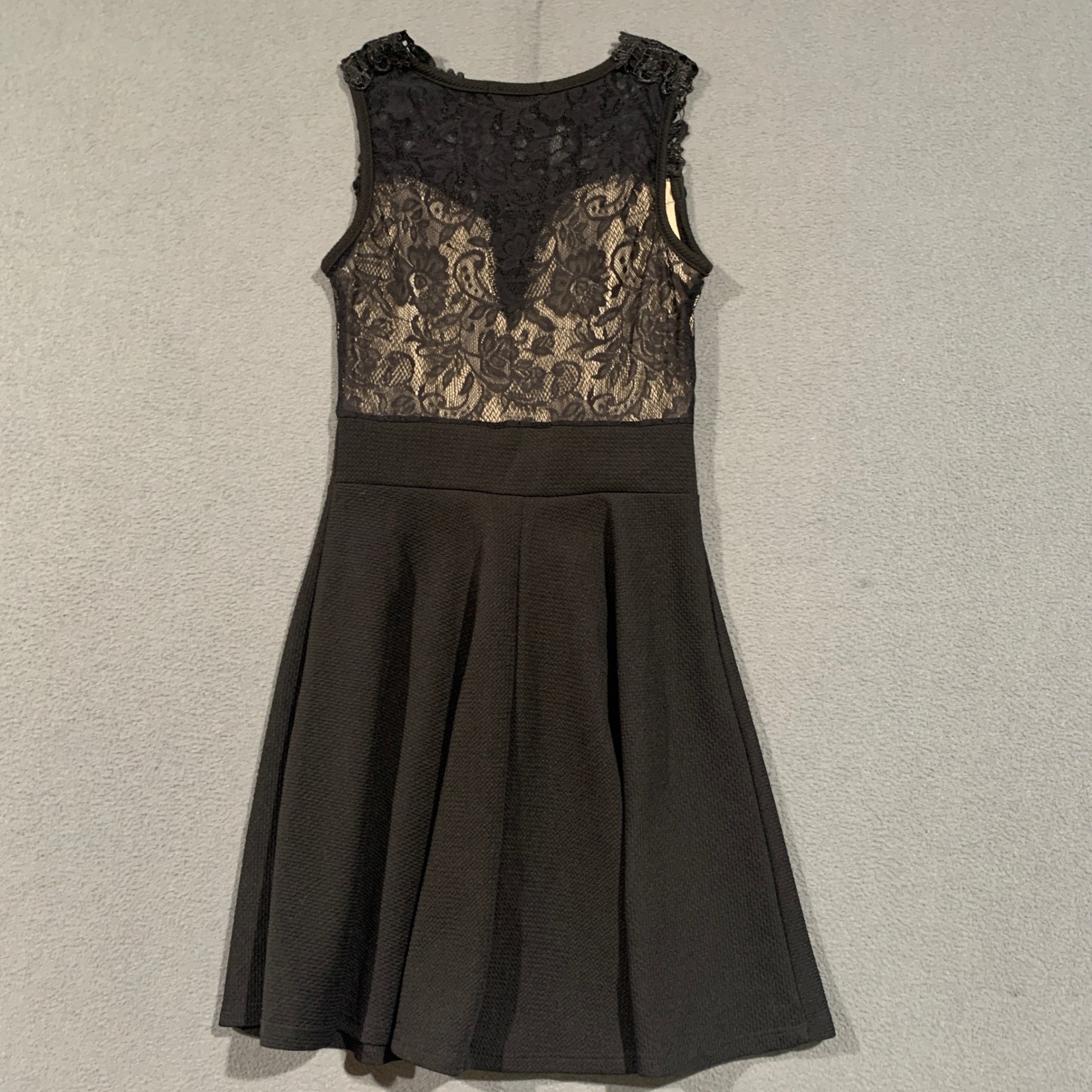 Entry Dress Womens Small Black Lace Crochet Mini LBD Fit and Flare