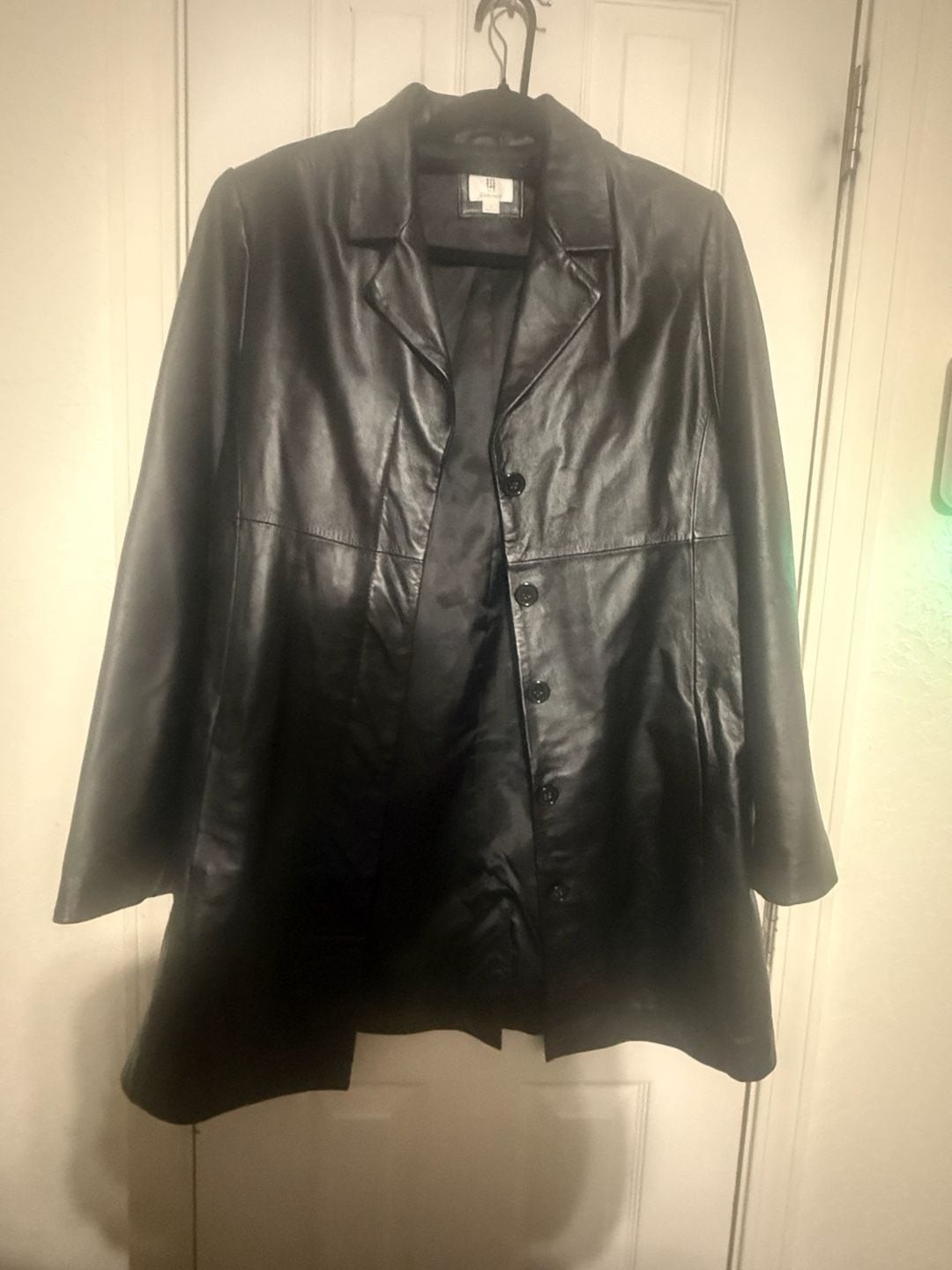 Apt. 9 Women’s Black Lambskin Leather Button-Front Coat Medium