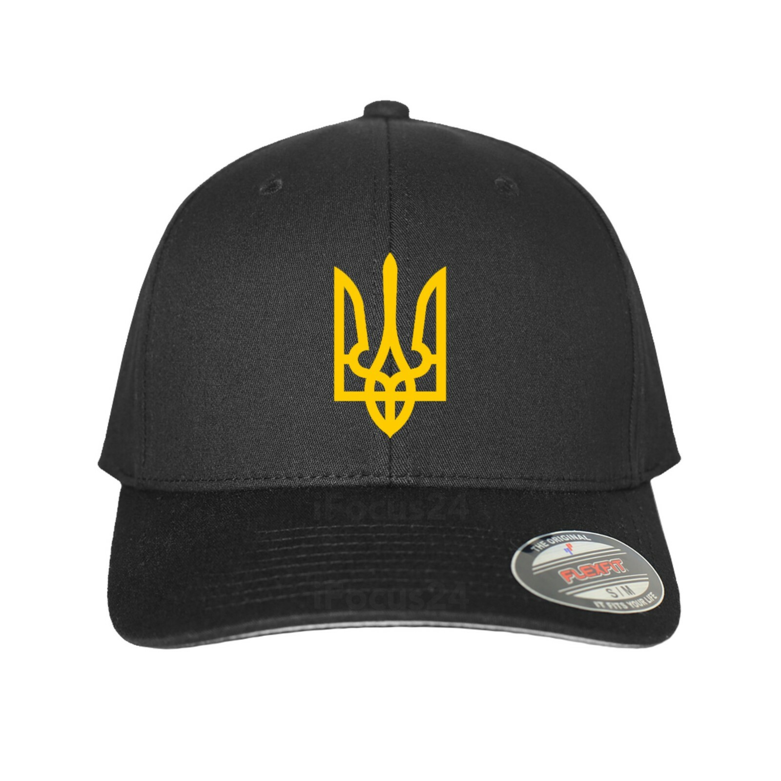 Ukraine Trident Coat of Arms Fitted Flexfit Hat Stand With Ukraine Dad’s Cap