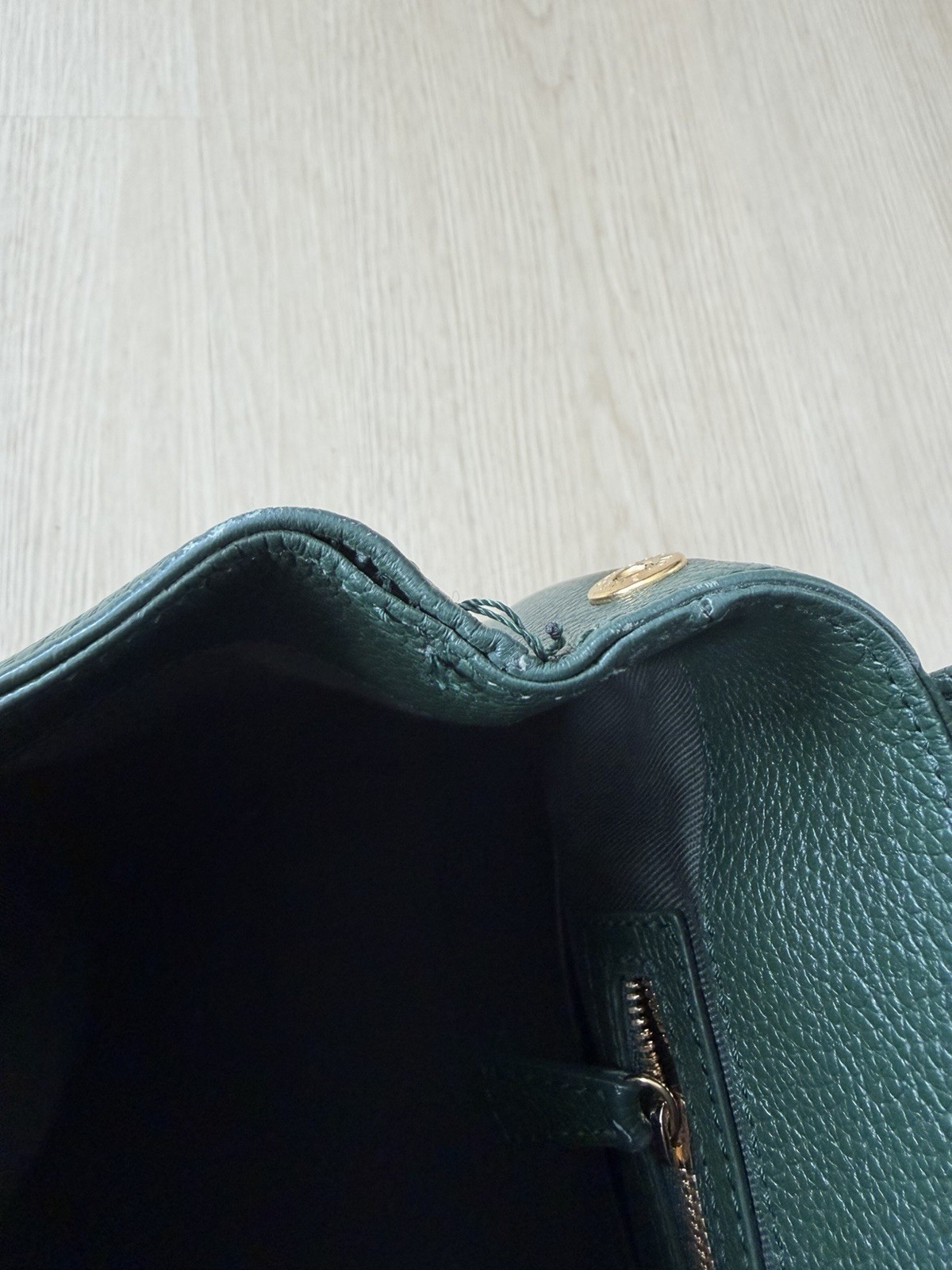 Polene Numéro Un Leather Suede Trim Handle Bag Forest Green