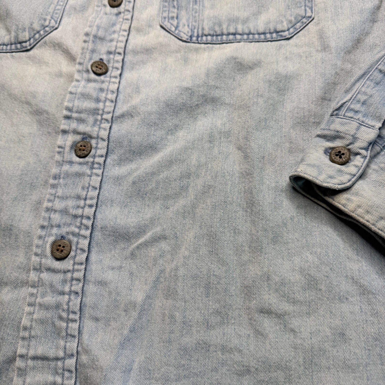 Harley-Davidson Denim Shirt Blue Motorcycle Biker Graphic Button Down Distressed