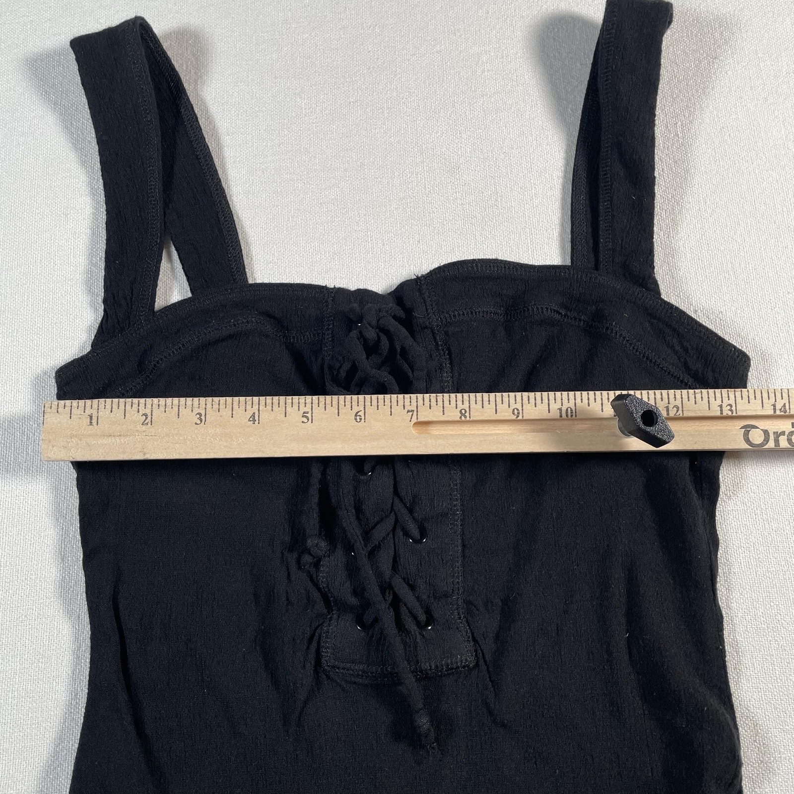 Free People Bodysuit Womens Small Black Lace Up Intimately Jersey Snap Stretch