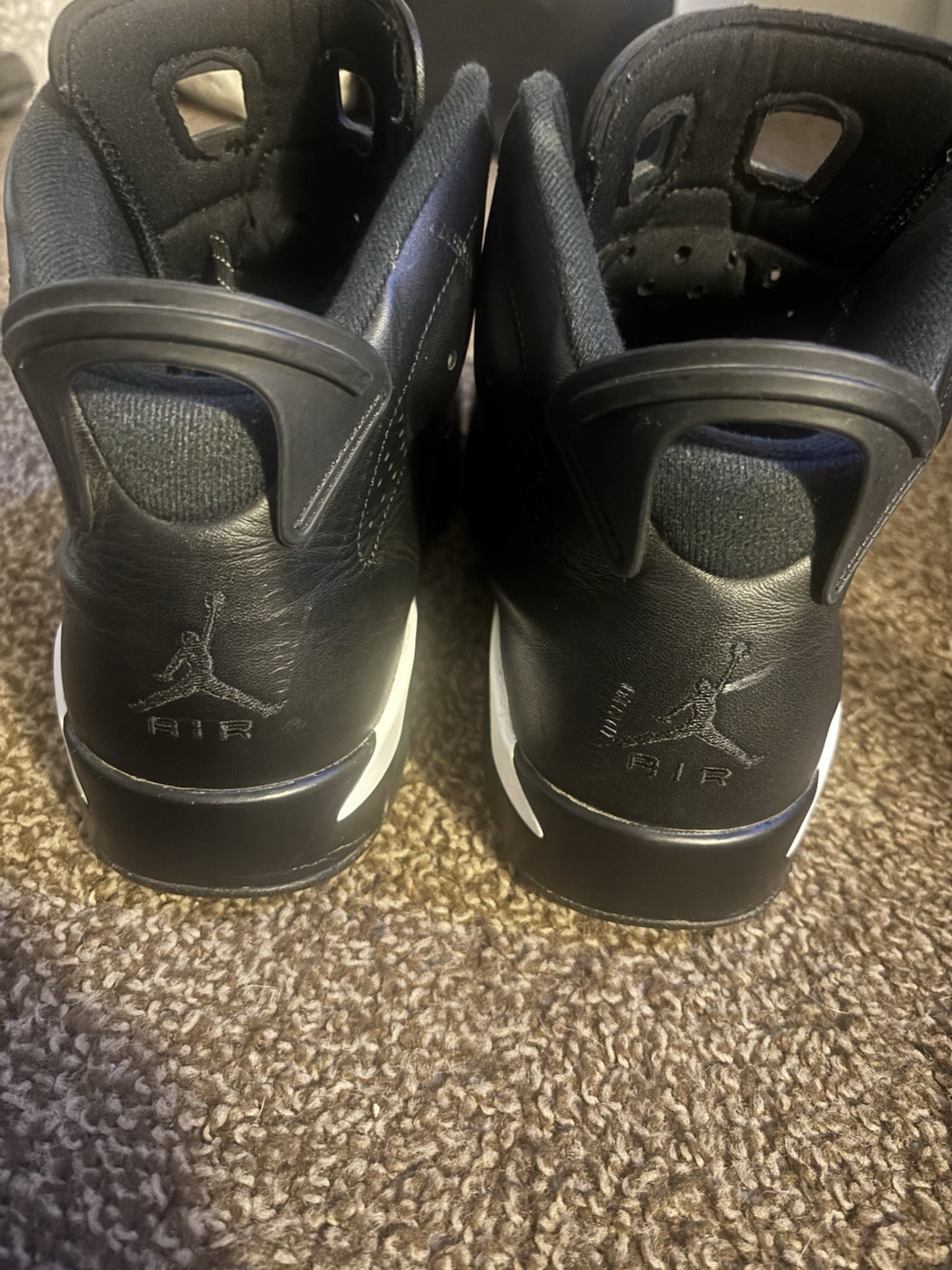 Jordan Air Jordan 6 Retro Black/White Men s Leather High Top Lace-Up Sneakers