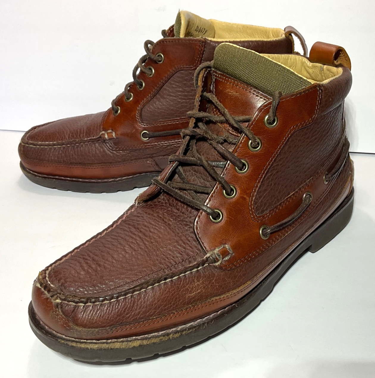 LL Bean Allagash Bison Leather Chukka Boots Mens 10.5 D Handsewn Moc Toe Brown