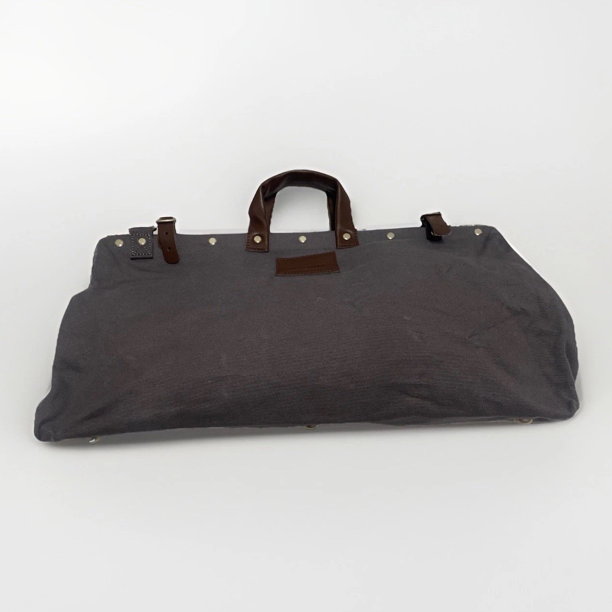 Line Of Trade Blue Weekender Bag 0312 Canvas Duffle Leather Trim Travel Tote 22”