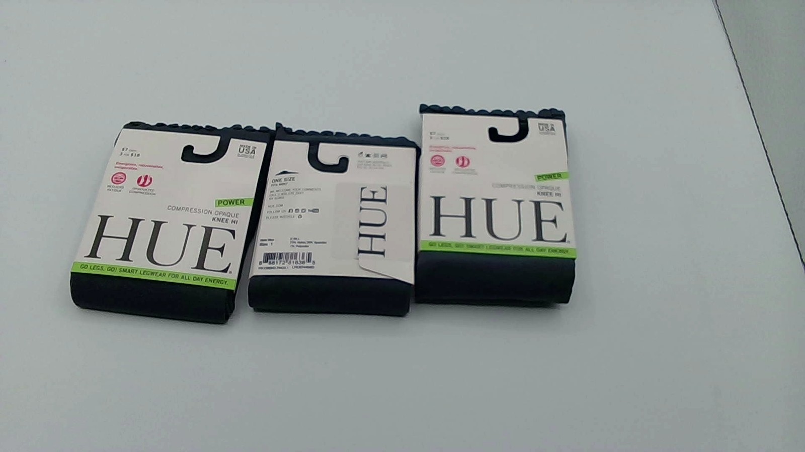 3 Pairs HUE Slate Blue Compression Opaque Knee Hi Compression Socks