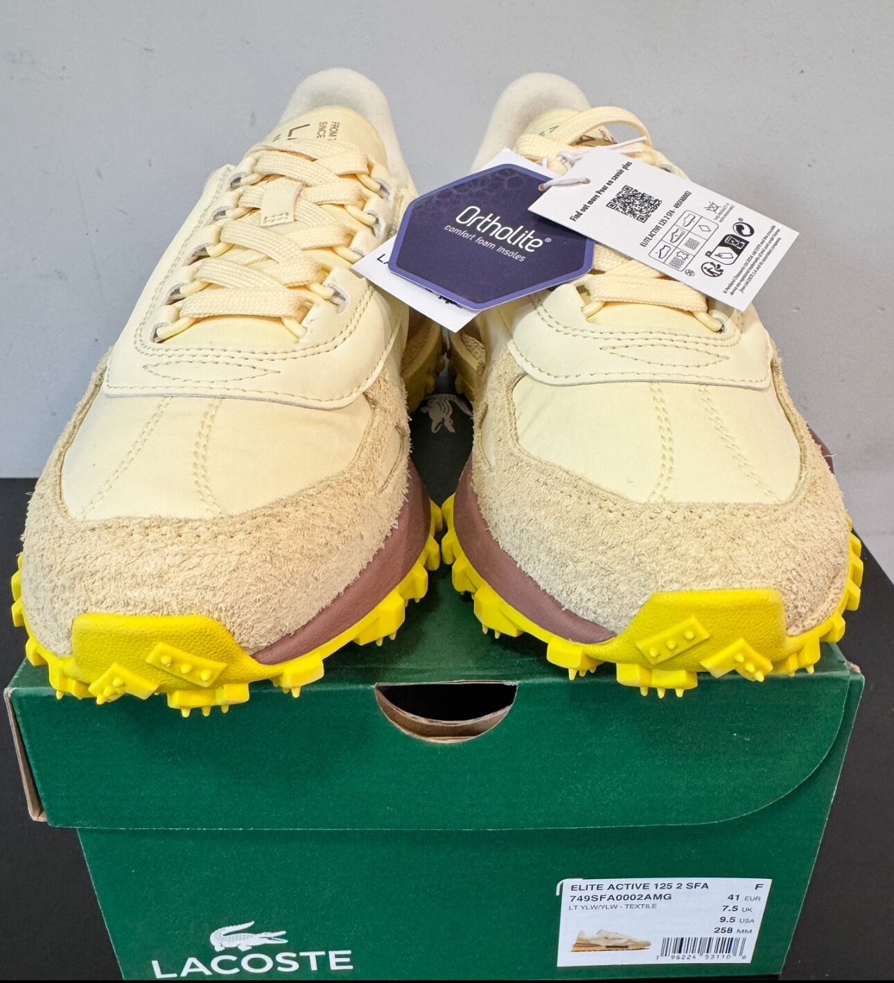 Lacoste ELITE ACTIVE 2025 Women’s Sneakers Light Yellow/Yellow. US Sizes 5 to 10
