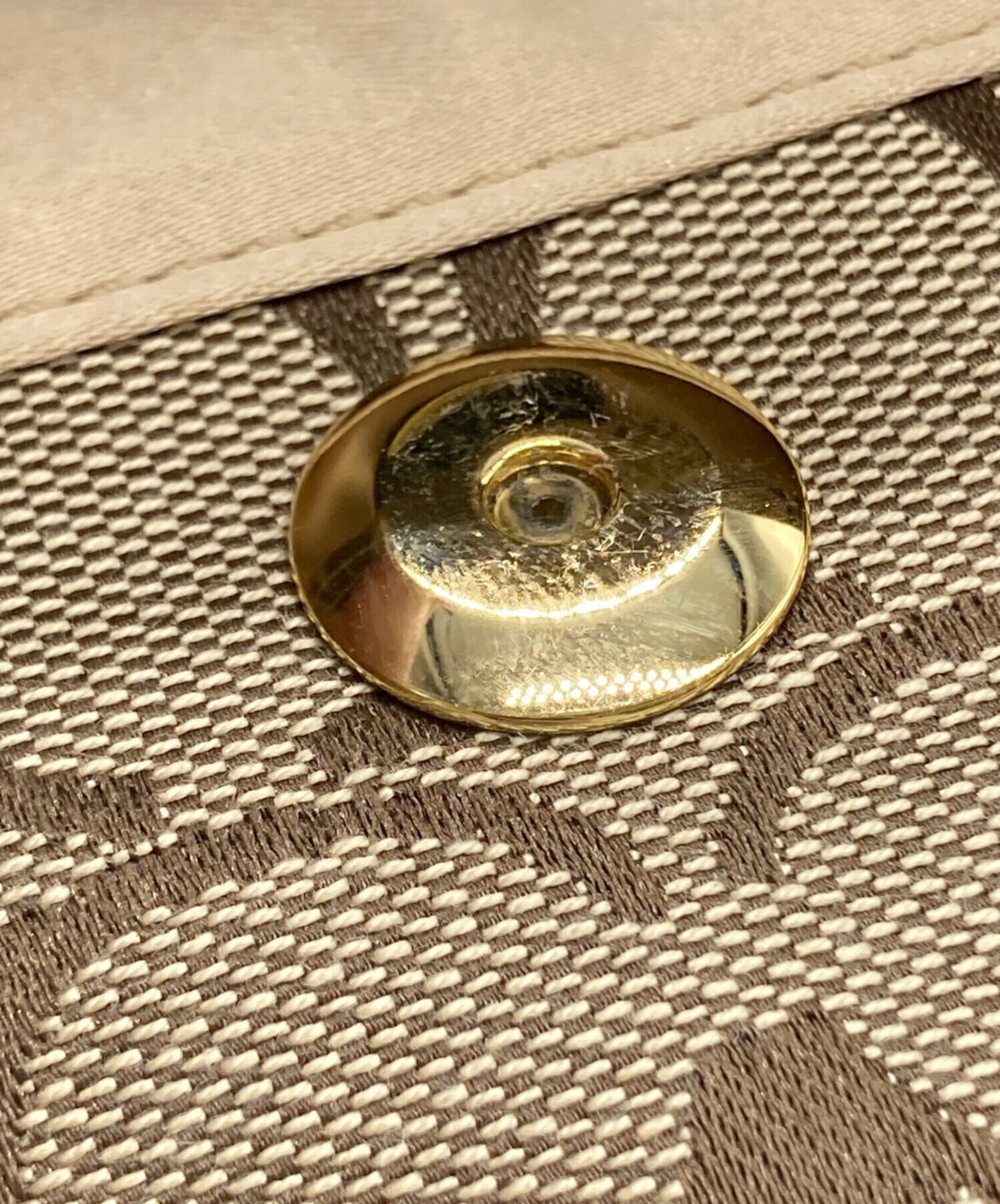 Coach Signature Beige Canvas Leather ShoulderBag Handbag Logo Gold Hardware Auth