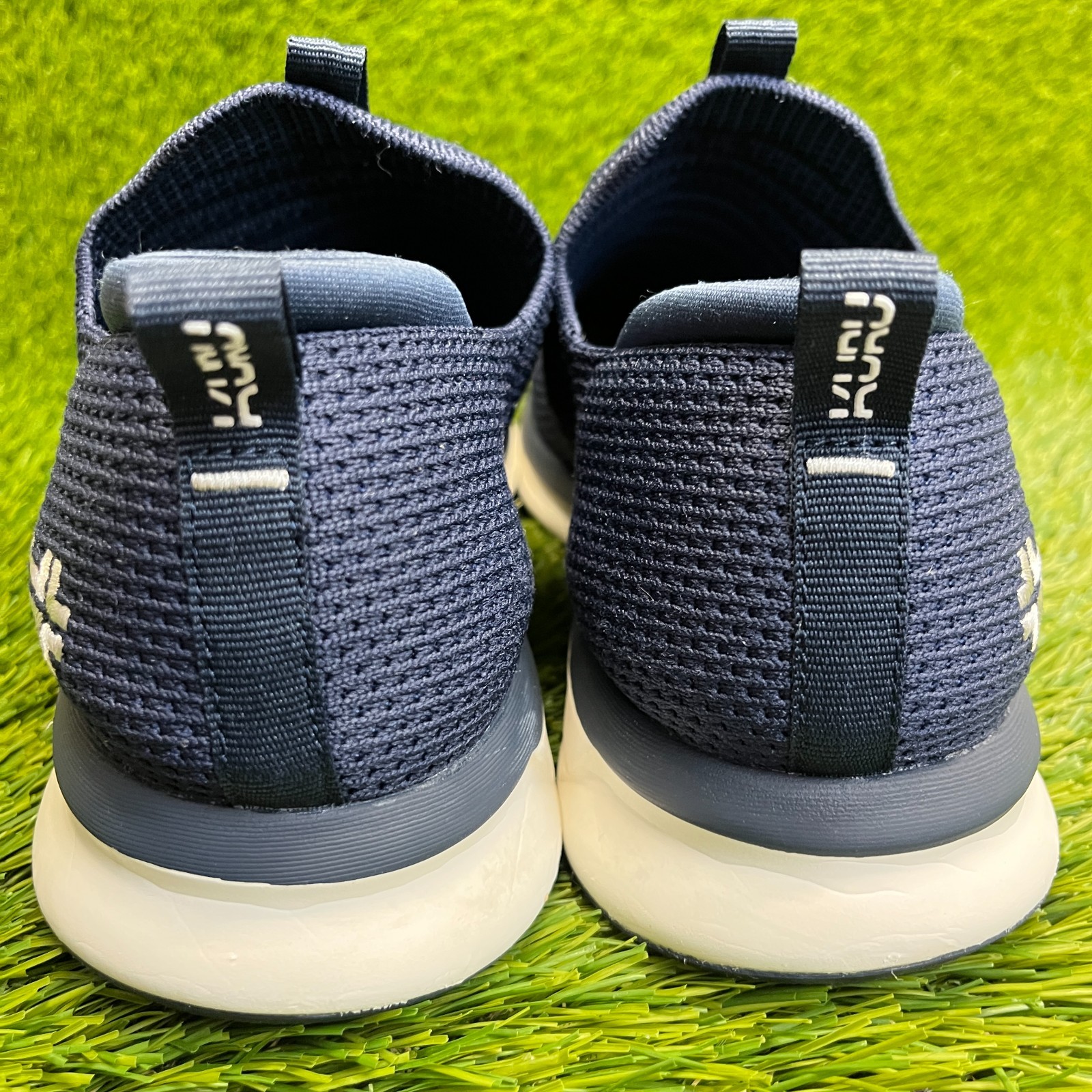 Kuru Atom Mens Size 8.5 Blue White Athletic Walking Slip On Shoes Sneakers