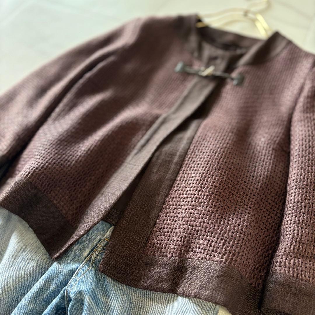 MAX MARA Collarless Jacket, Women’s, Linen, Brown, Size L