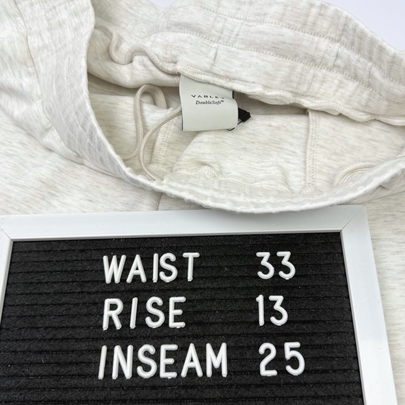 NWT Varley Doublesoft Slim Pant 25″ Ivory Marl Sz XL Anthropologie $120 Joggers