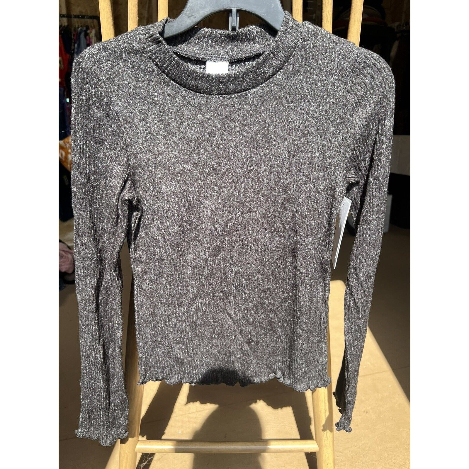 Nordstrom Girl’s Cozy Mock Neck Top in Black Heather- Medium 8/10