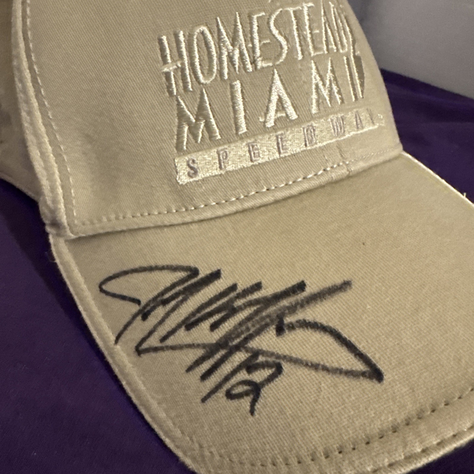 Homestead Miami Speedway 1 Sz Cap ISC Motor Sports NASCAR Racing Hat Signed 12