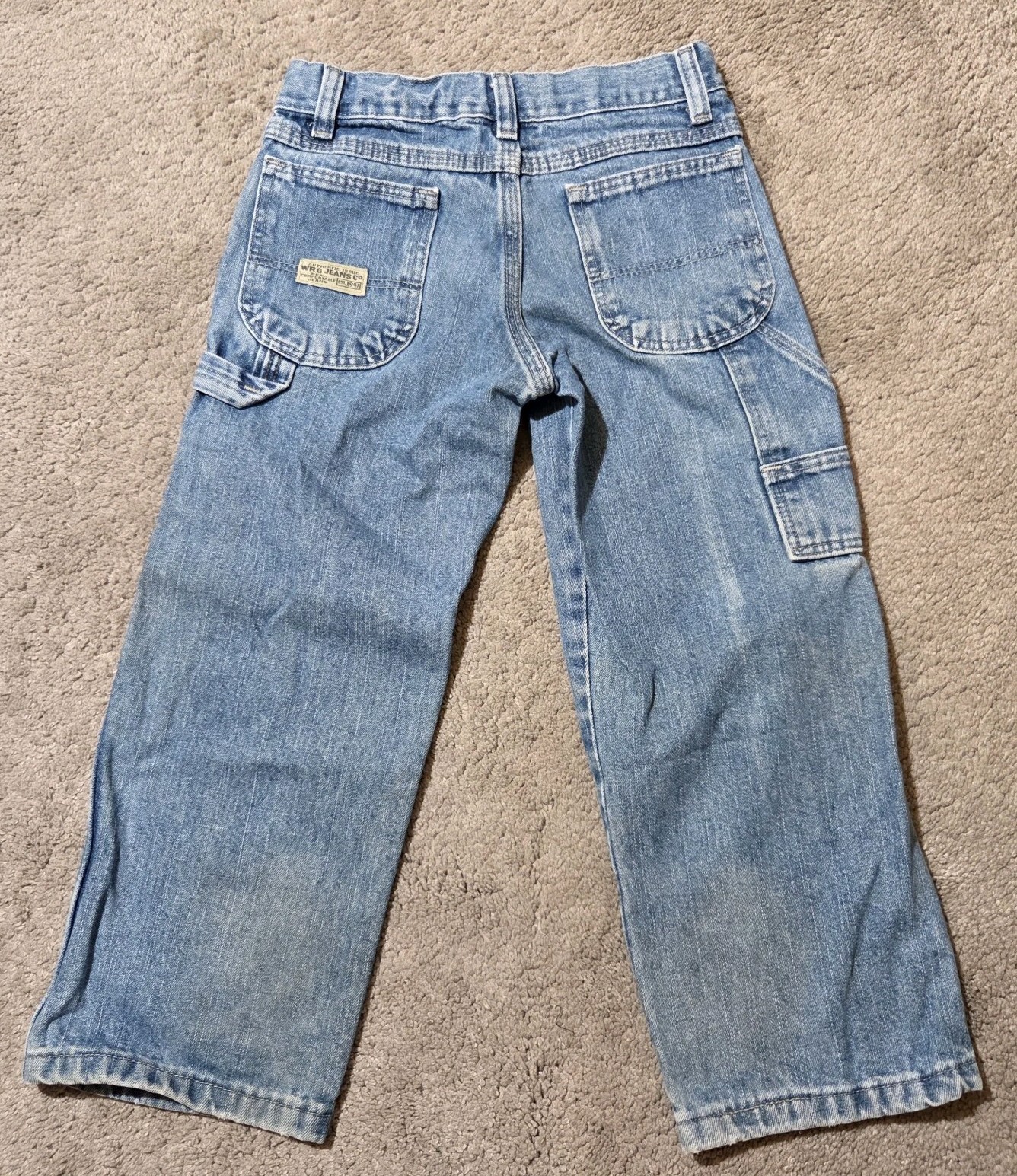 Wrangler WRG Jeans Co Carpenter Jeans Boys 5 Reg Blue Denim Adjustable Waist