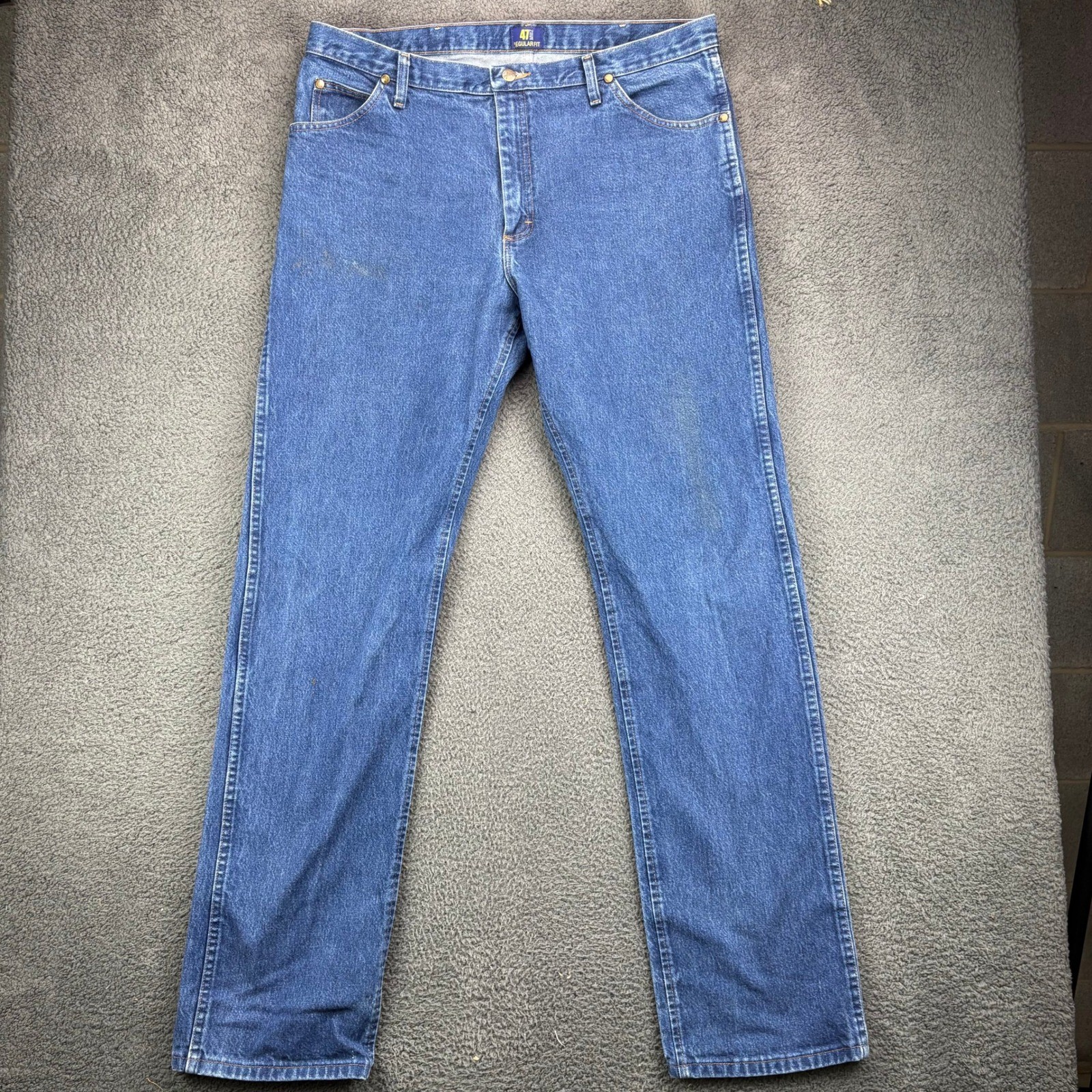Wrangler 47MWZPW Premium Performance Regular Fit Blue Denim Jeans Mens 38×36