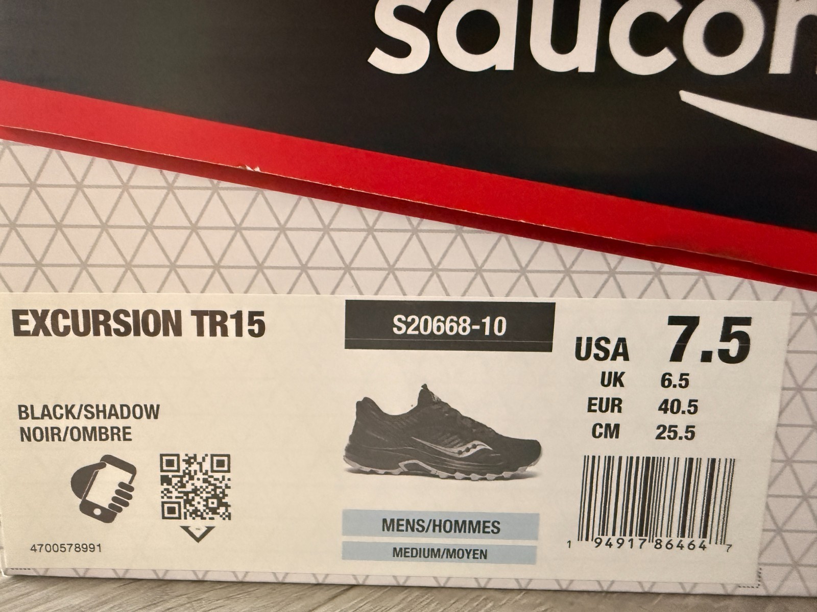 New Saucony Excursion TR15 Men’s Trail Running Shoes – US 7.5 Black / Shadow
