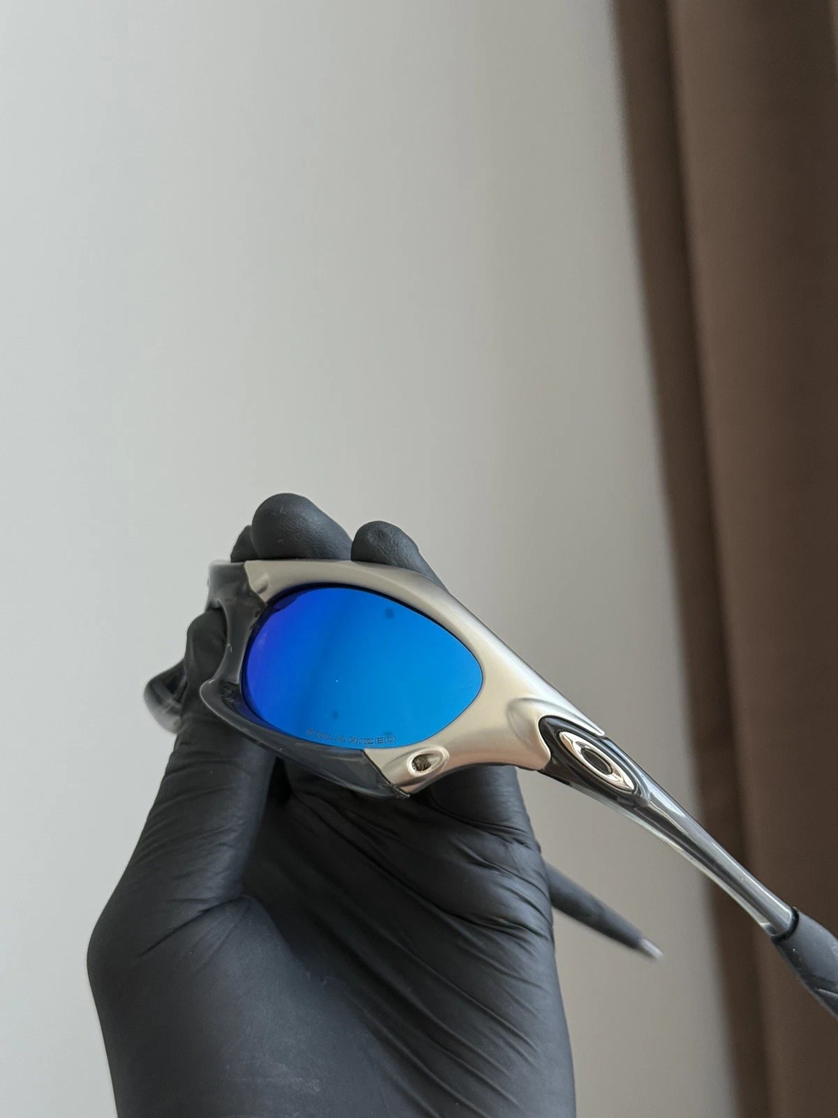 Oakley Minute Splice Redux Silver Blue Vintage Sunglasses Gorpcore USA Y2K