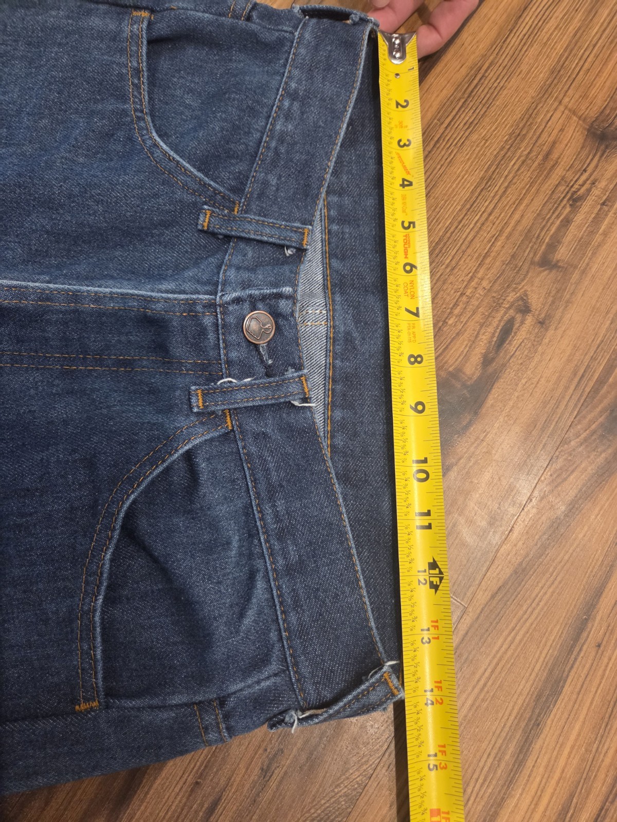 Vtg Sears Thumbs Up Bell Bottom Jeans 1970s Trim Fit Fits 28 Scovill Zip Unisex