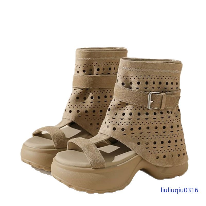 Womens Lady Hollow Out Buckle Gladiator Beach Sandals High Heels Platform Shoes