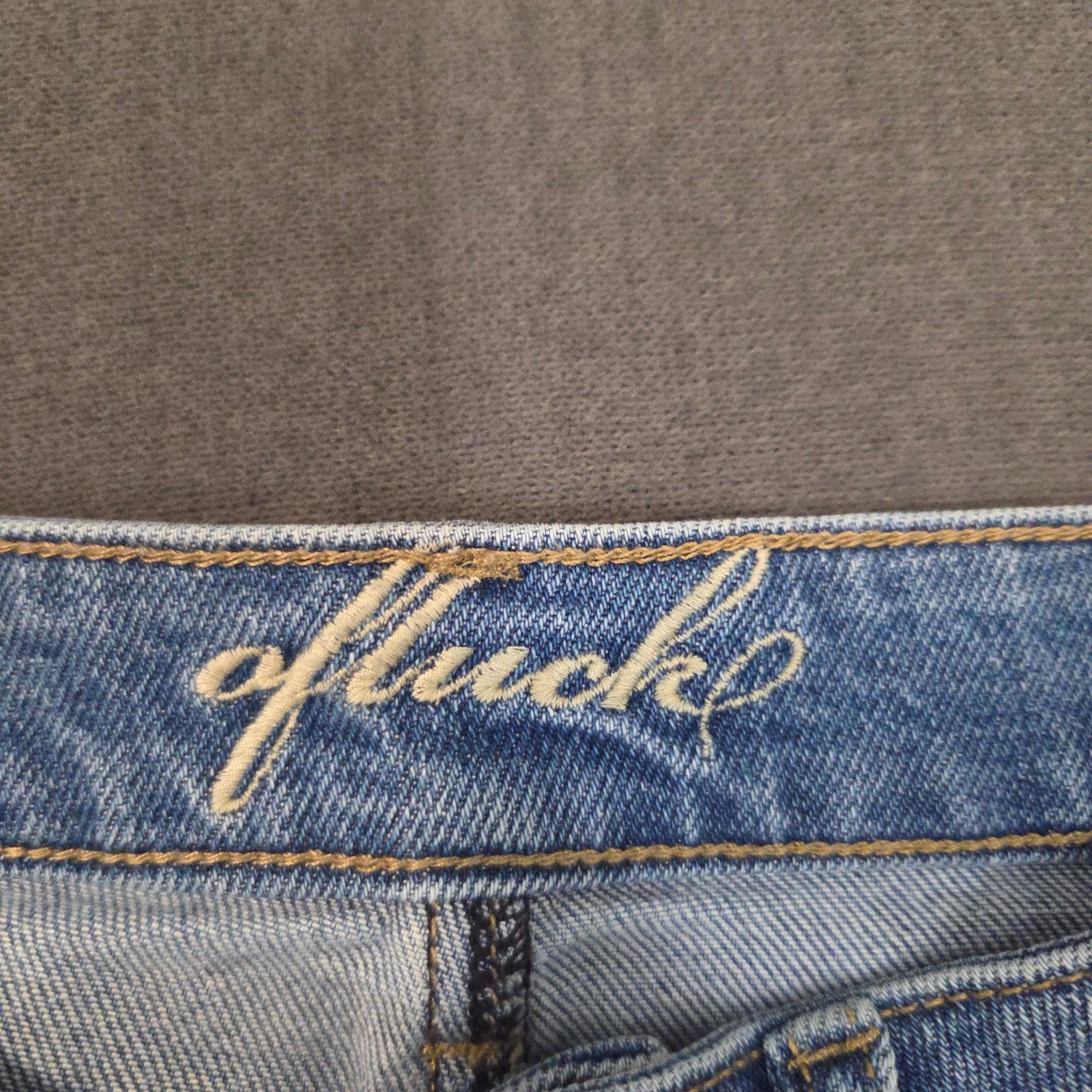 OFLUCK Women Distressed High Rise Straight Leg Jeans Light Wash Raw Hem Size 8