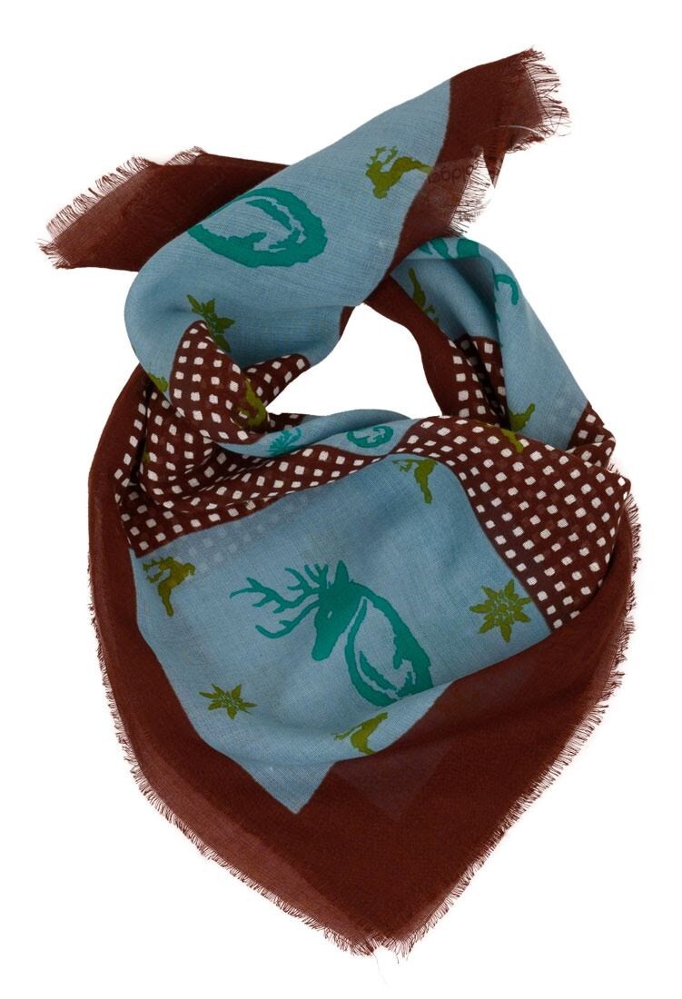 Traditional scarf blue brown 100% cotton cotton scarf nicki scarf deer stags