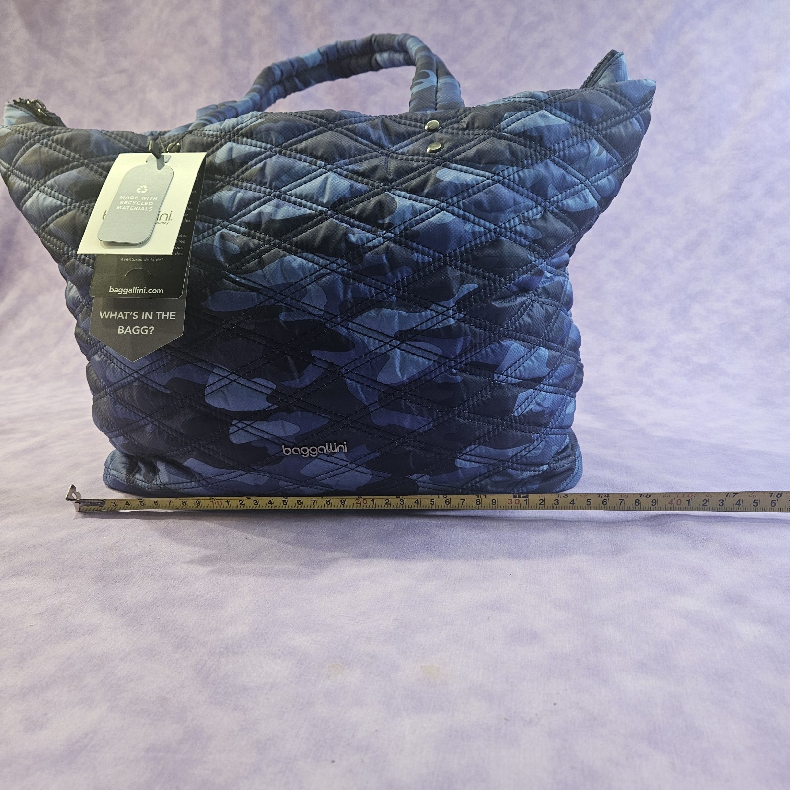 NWT “Baggallini Quilted Tote” Multicolor Tote Bag, Various Shades Of Blue, READ