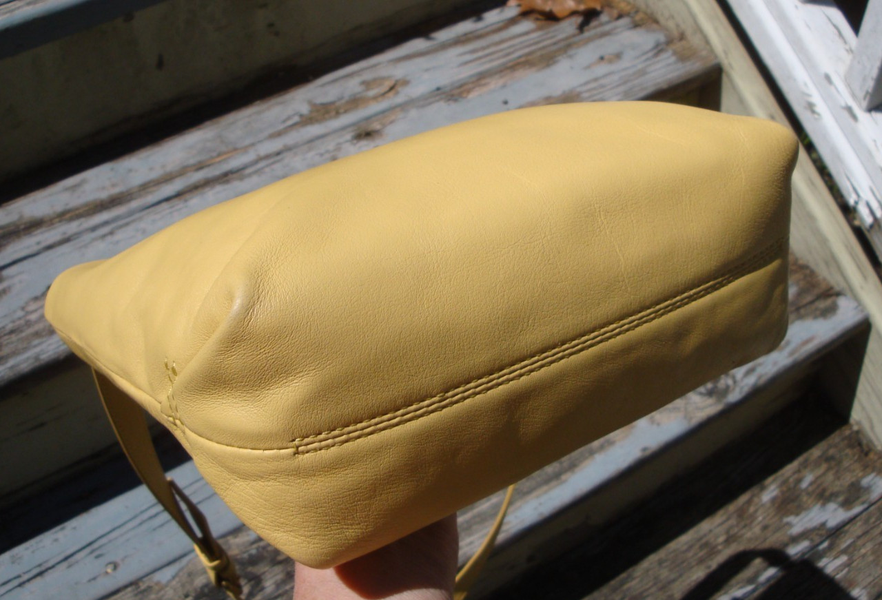 J CREW Yellow Soft Leather Oslo Crossbody Handbag Hobo Shoulderbag Lightweight