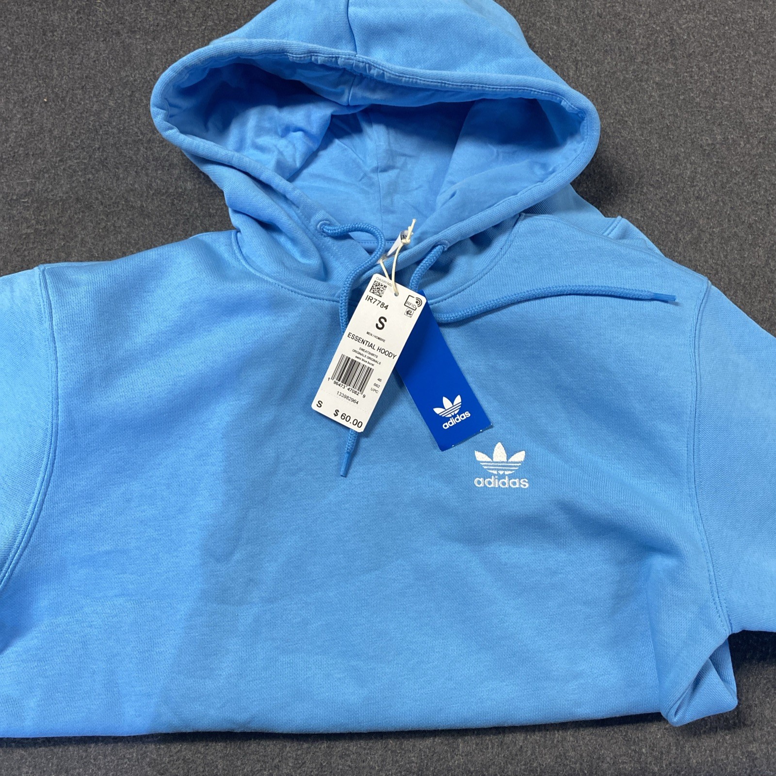Adidas men Trefoil Essentials Hoodie blue Small New w/tags