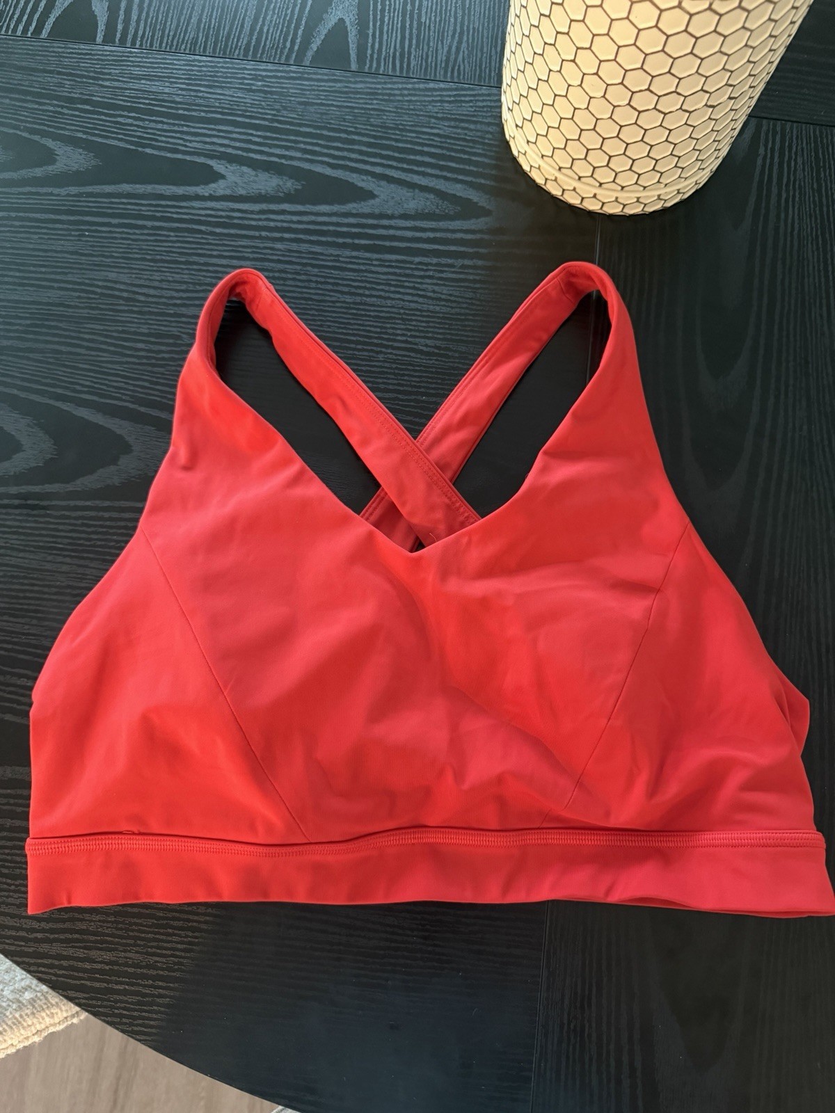 Women’s Lululemon Bright Red Padded Cross-Back Sports Bra Size 12
