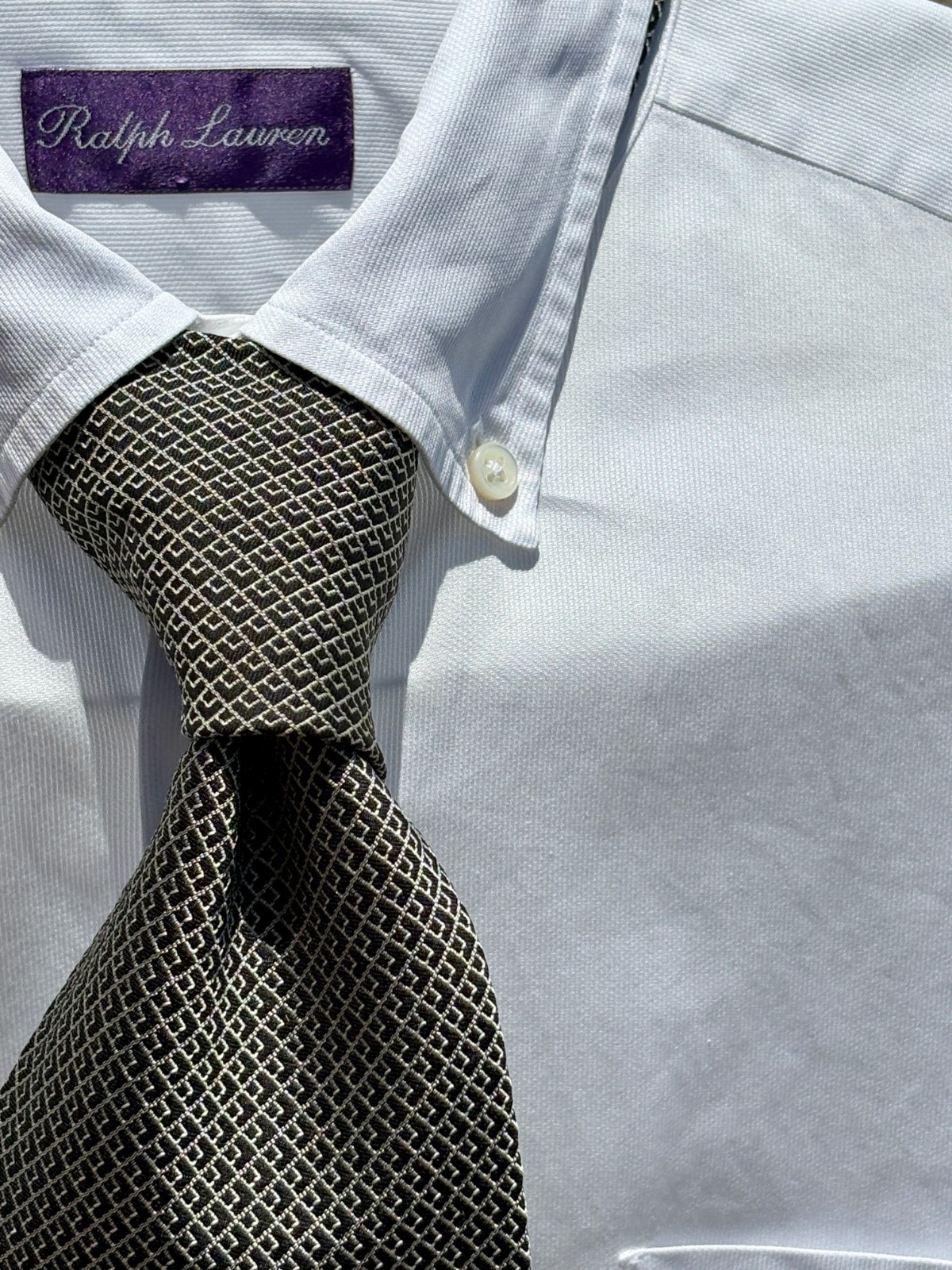 Ralph Lauren Purple Label Blue & Silver Woven Silk Tie – England – $235.00