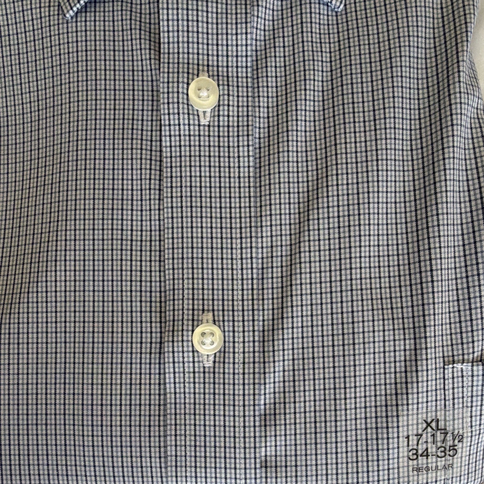Stafford Smart Tech Poplin Grid Dress Shirt Blue XL 17-17.5 34-35