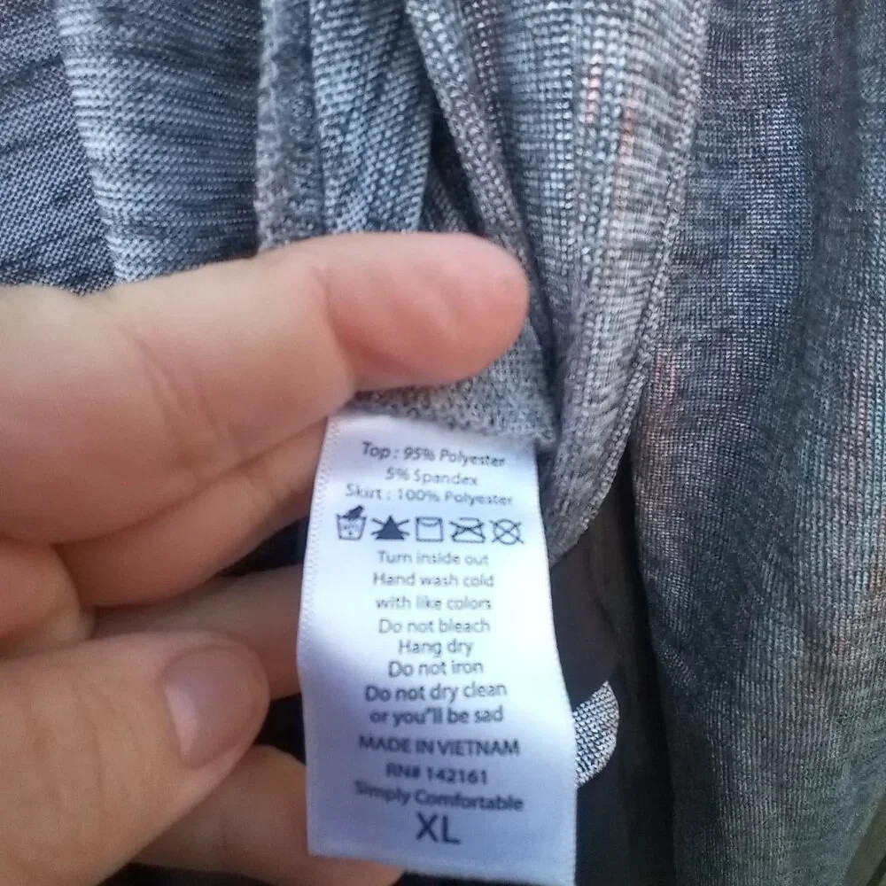 LuLaRoe DeAnne Fully Wrap Long Sleeves Maxi Dress XL Silver-Gray Top Black Skirt