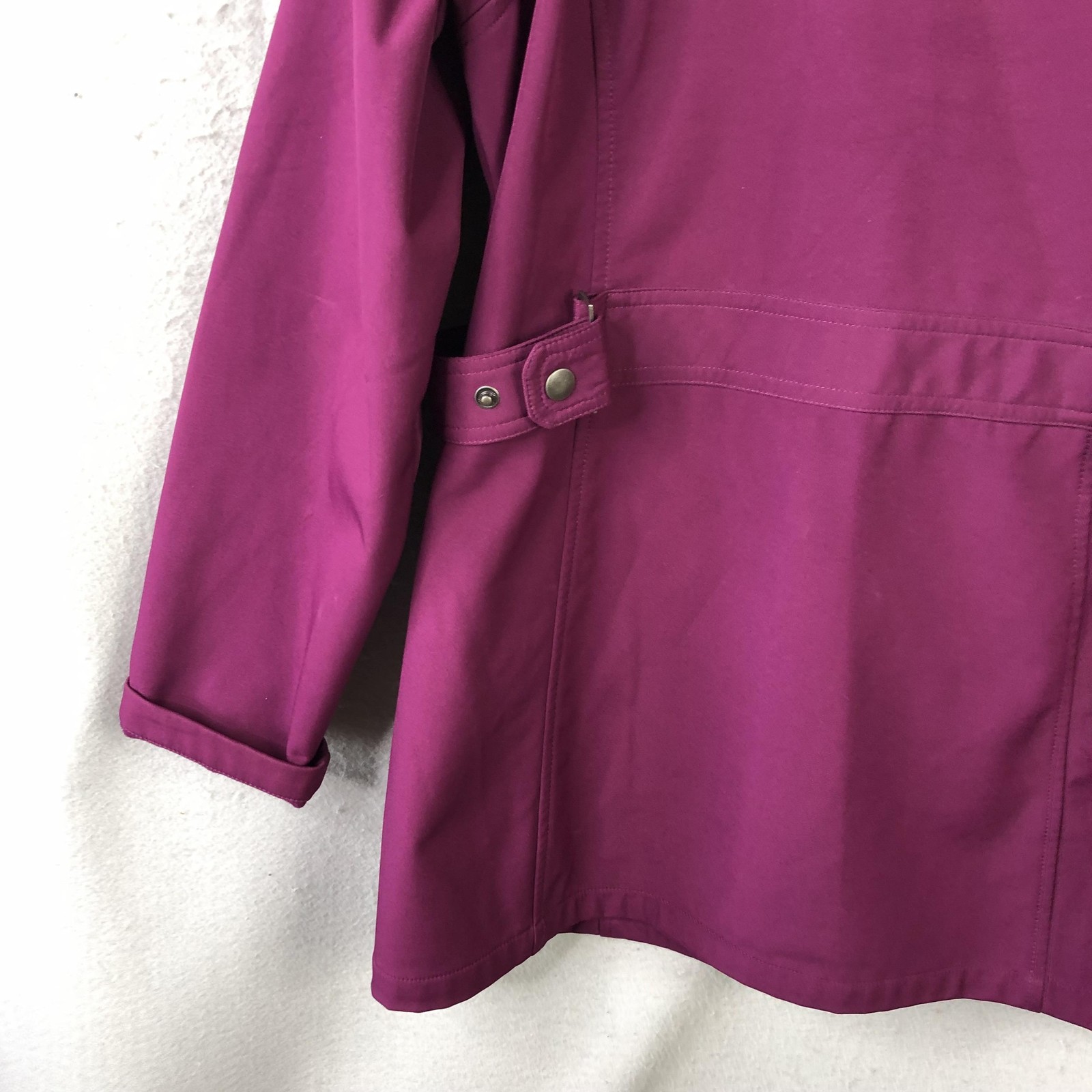 FreeTech Coat Womens L Purple Softshell Hooded Rain Zip Pockets Berry Parfait