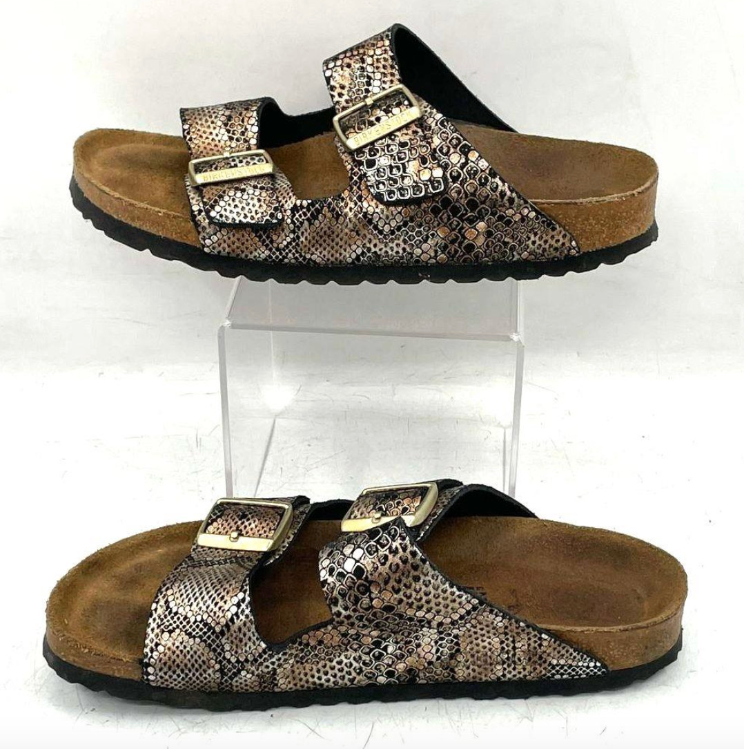 Birkenstock Arizona Snake Sandal Python Brown Metallic Gold Unisex 39 W8 US M6