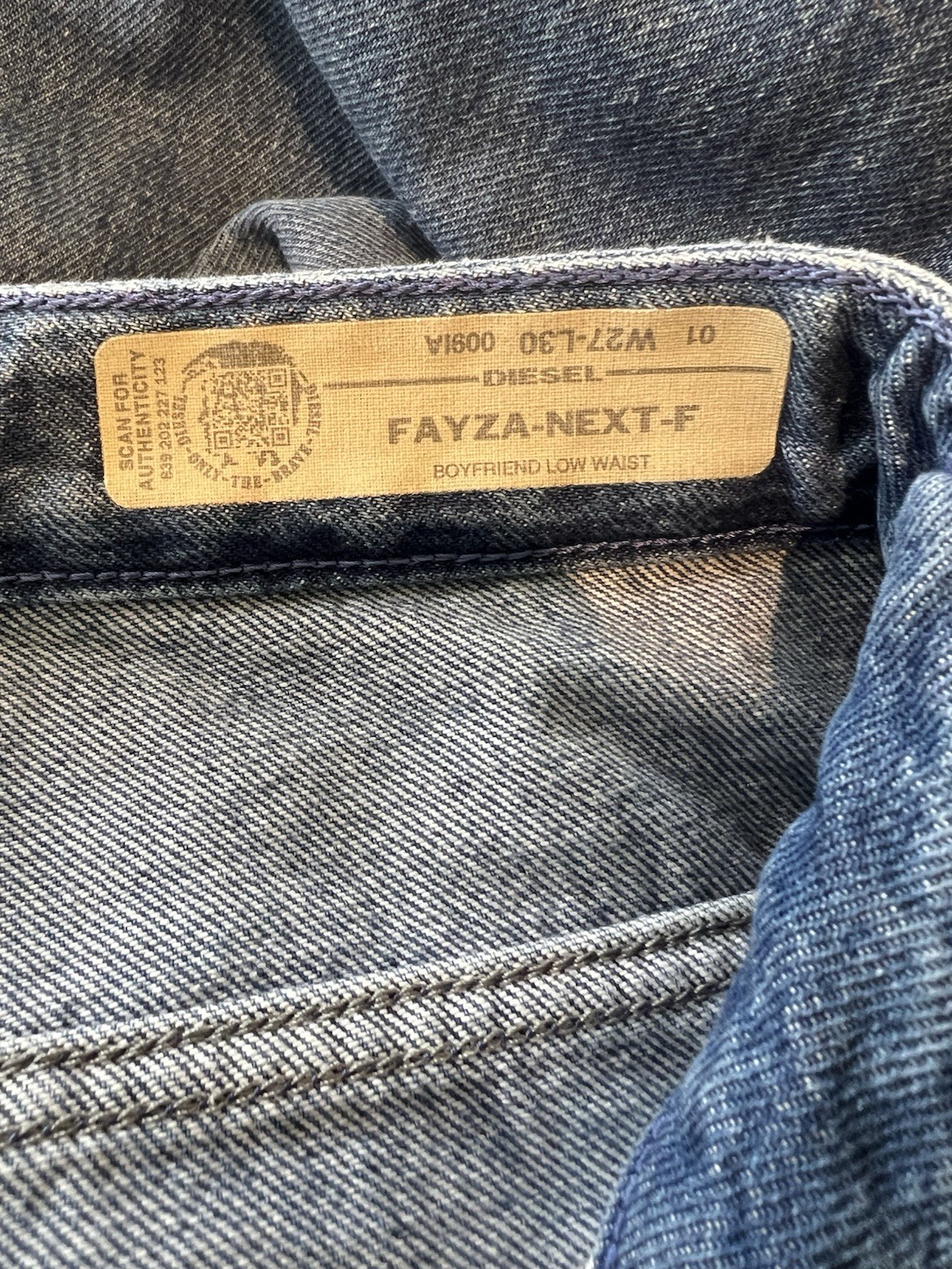Diesel Fayza Next F Jeans Blue Denim Low Waist Boyfriend W27 L30