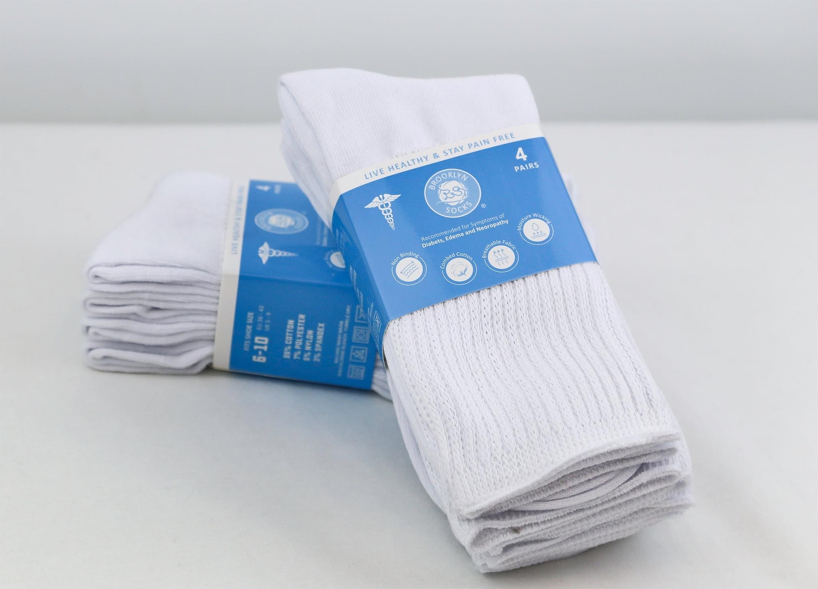Thin Combed Cotton Diabetic Socks, Loose, Non-Binding Low-Crew Socks (Size 7-11)