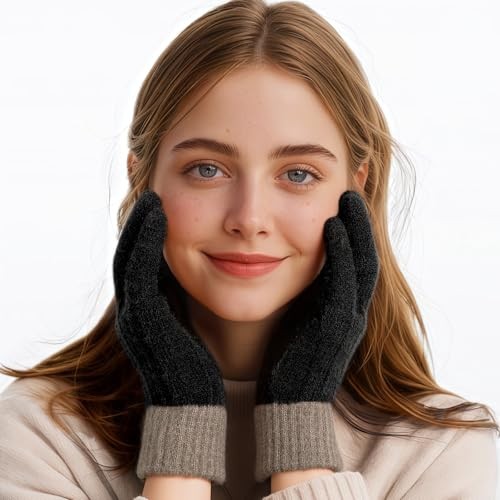 Clothirily Winter Gloves for Women – Touch 4 Pack, Black & Grey & Khaki & Pink