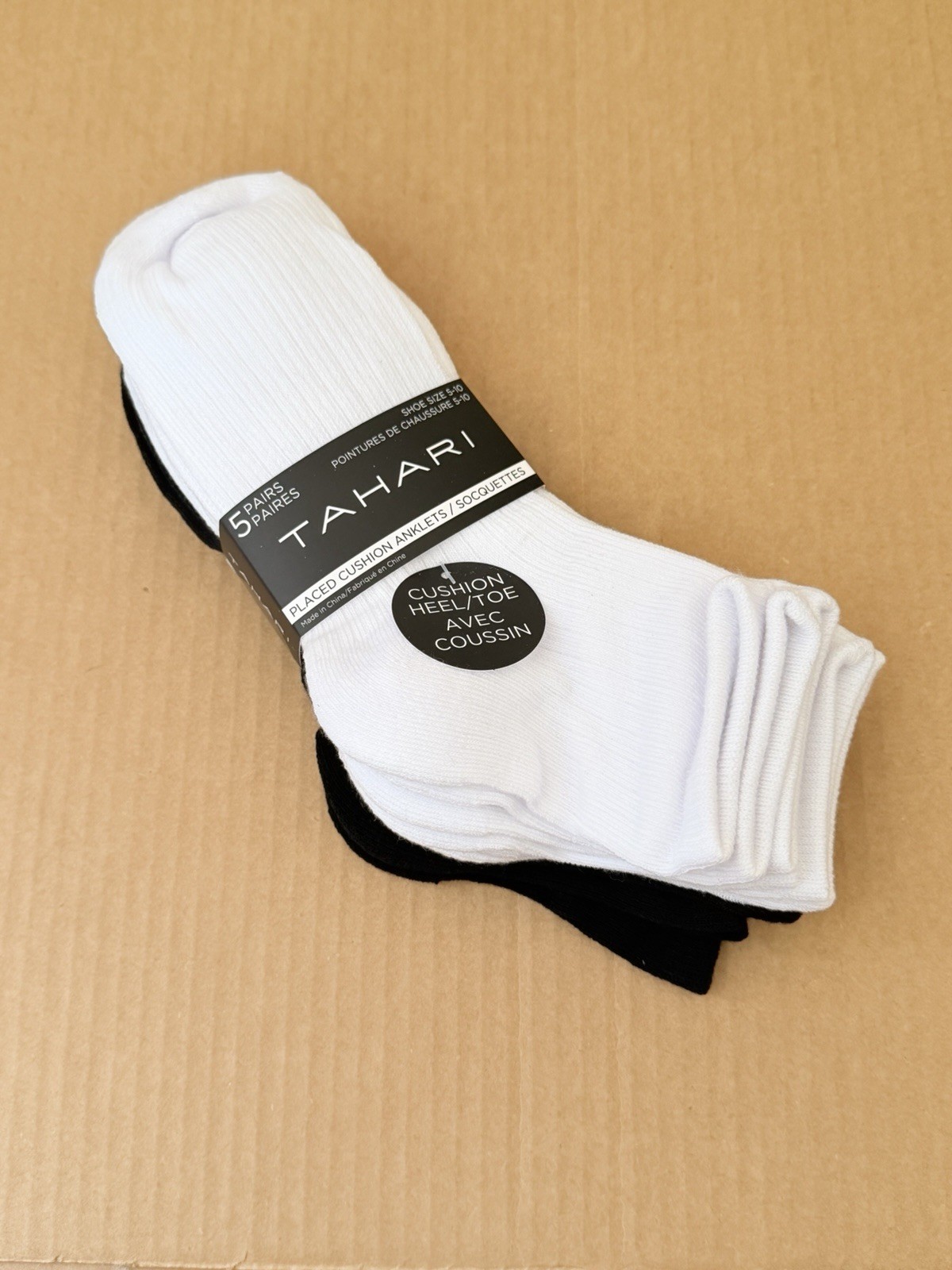 Tahari Cushioned Sole Anklet Socks 5 Pairs Women’s Size 5-10 White/Black