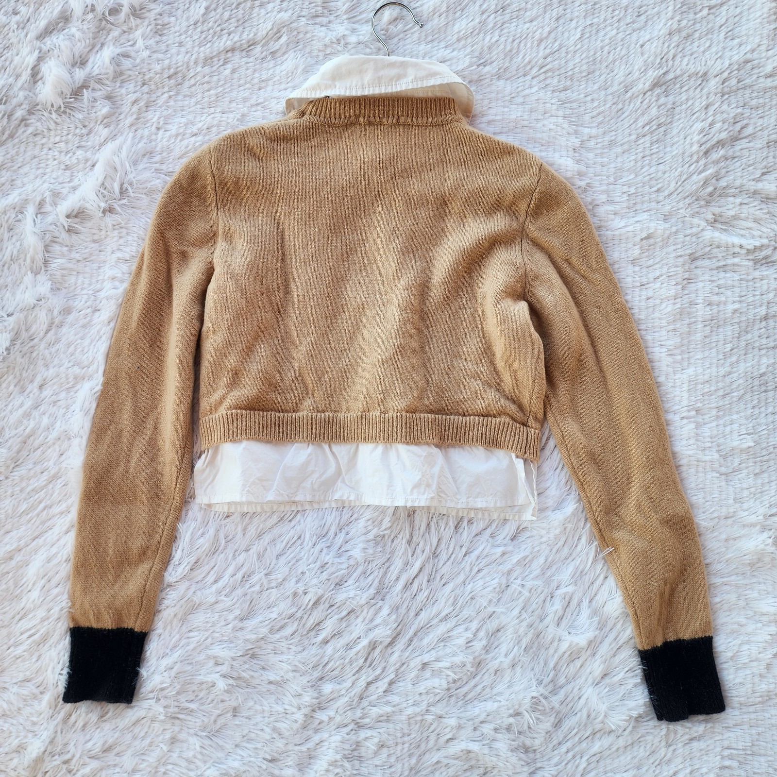 Sandro Dale Cropped Wool Cashmere Layered Sweater Size Small