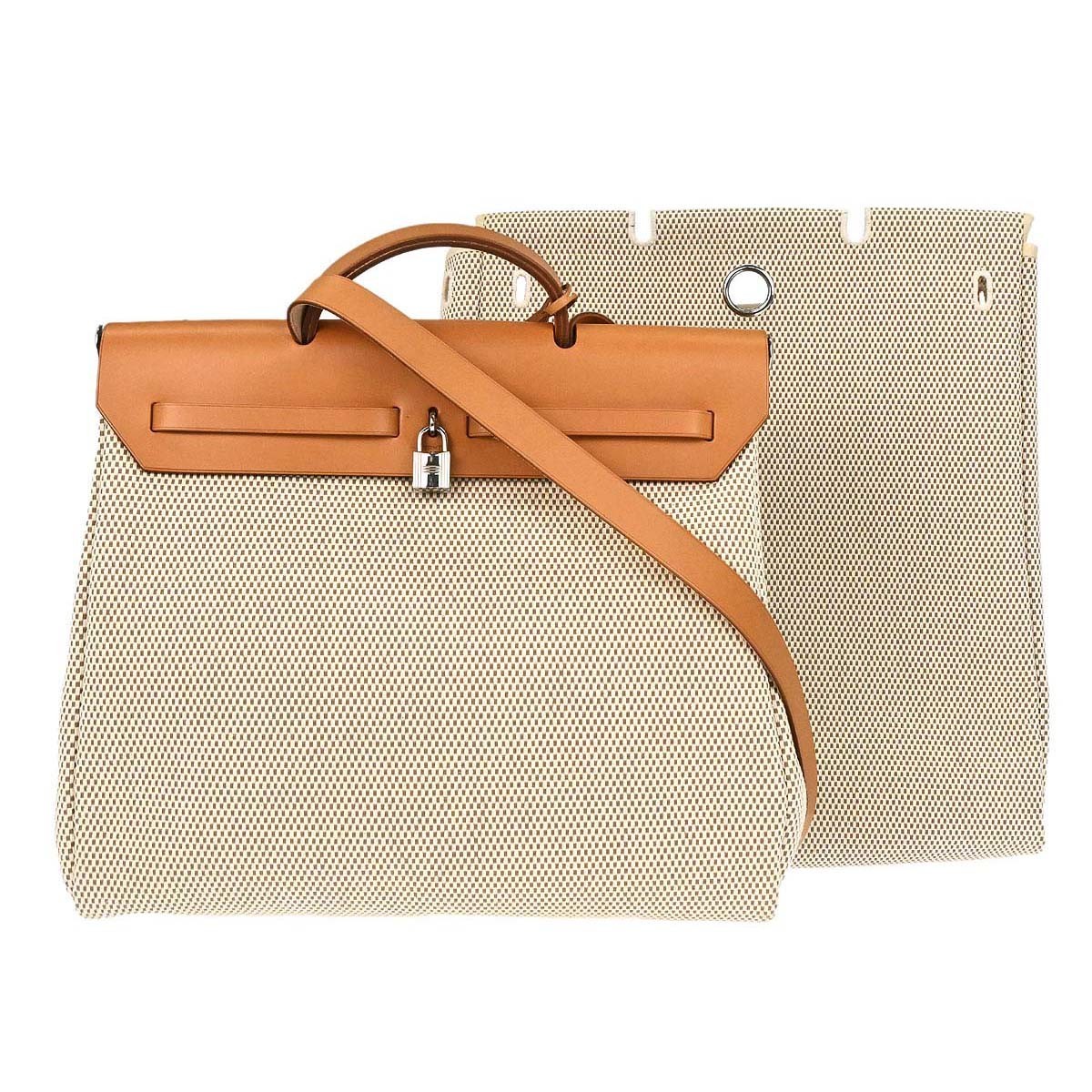 Hermes Natural Toile GM Herbag MM 2way Handbag C□G 187875